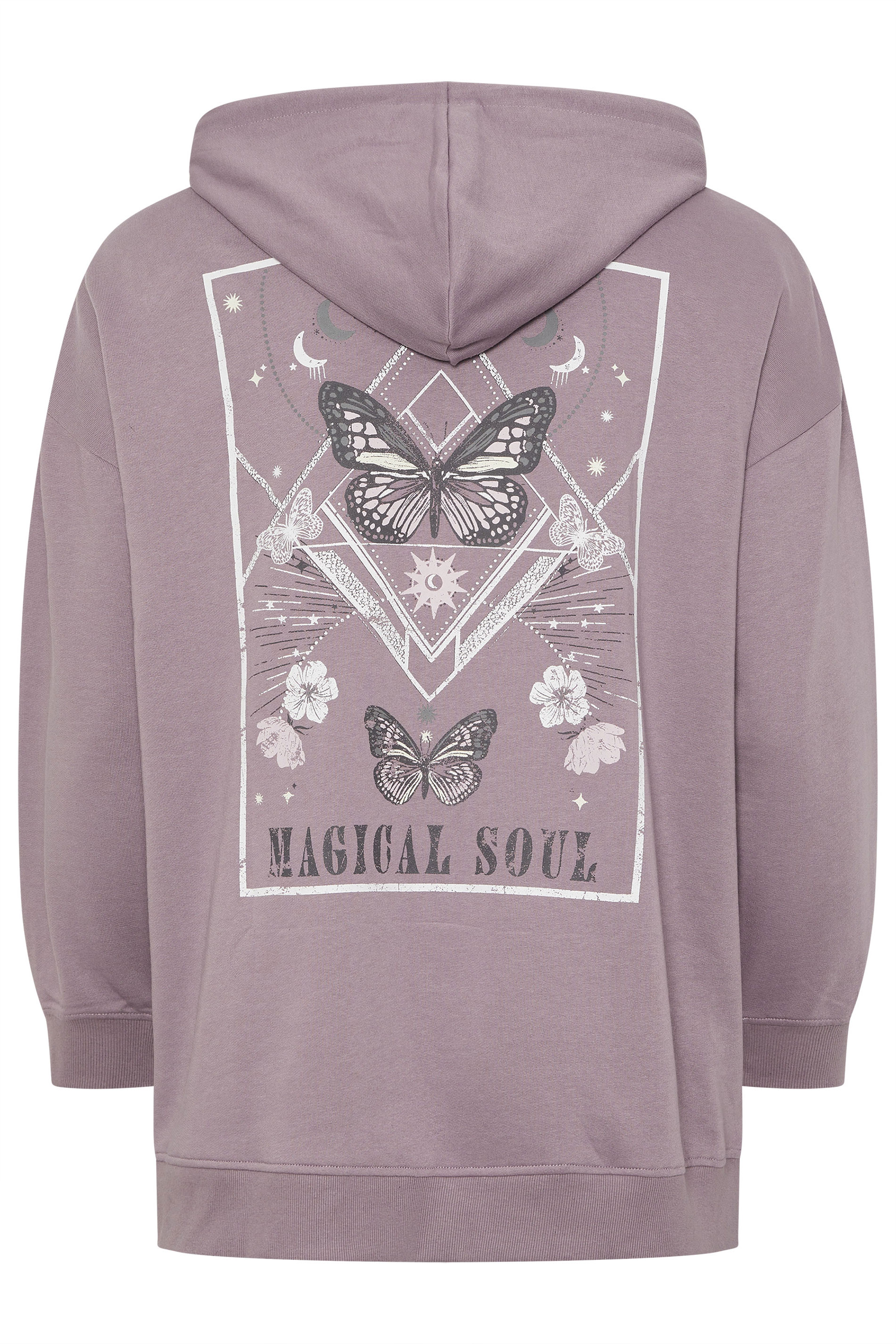 YOURS Plus Size Mauve Purple Celestial Hoodie | Yours Clothing 7