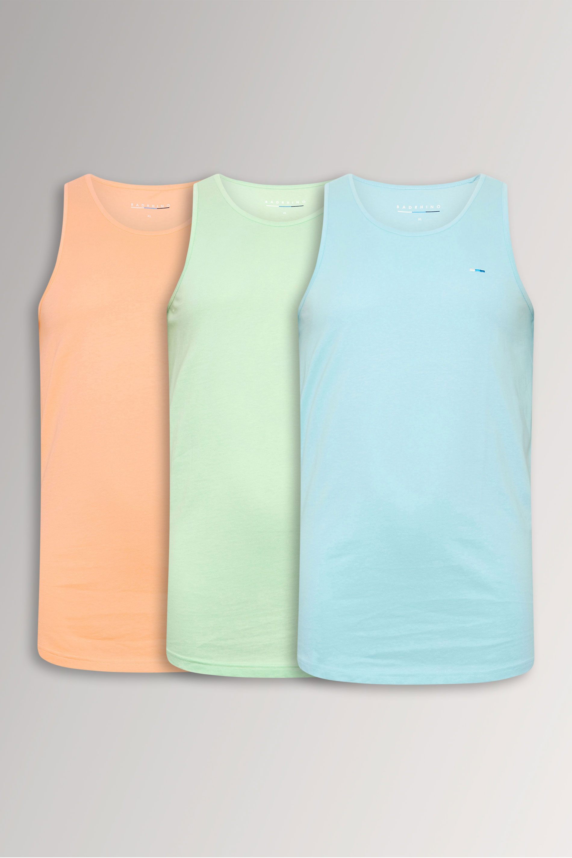 BadRhino Big & Tall 3 PACK Light Blue & Orange Vest Tops | BadRhino 3