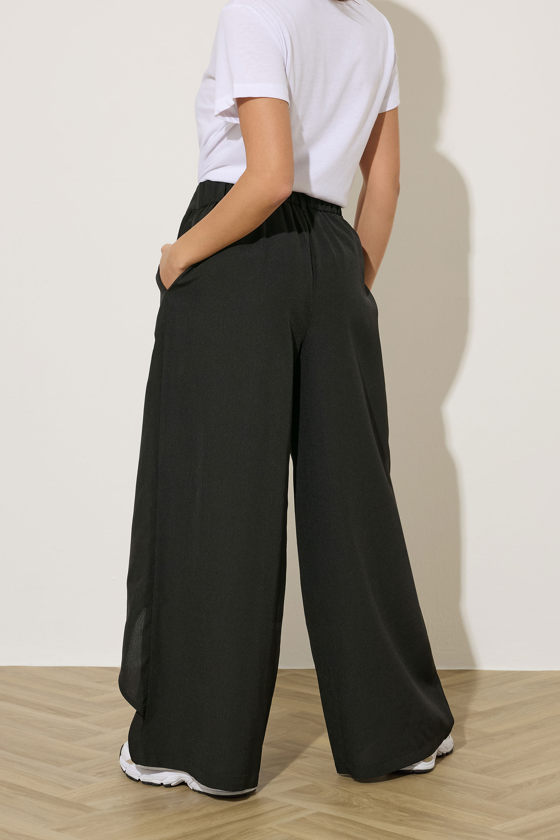 PixieGirl Petite Women's Black Wrap Wide Leg Trousers | PixieGirl 2