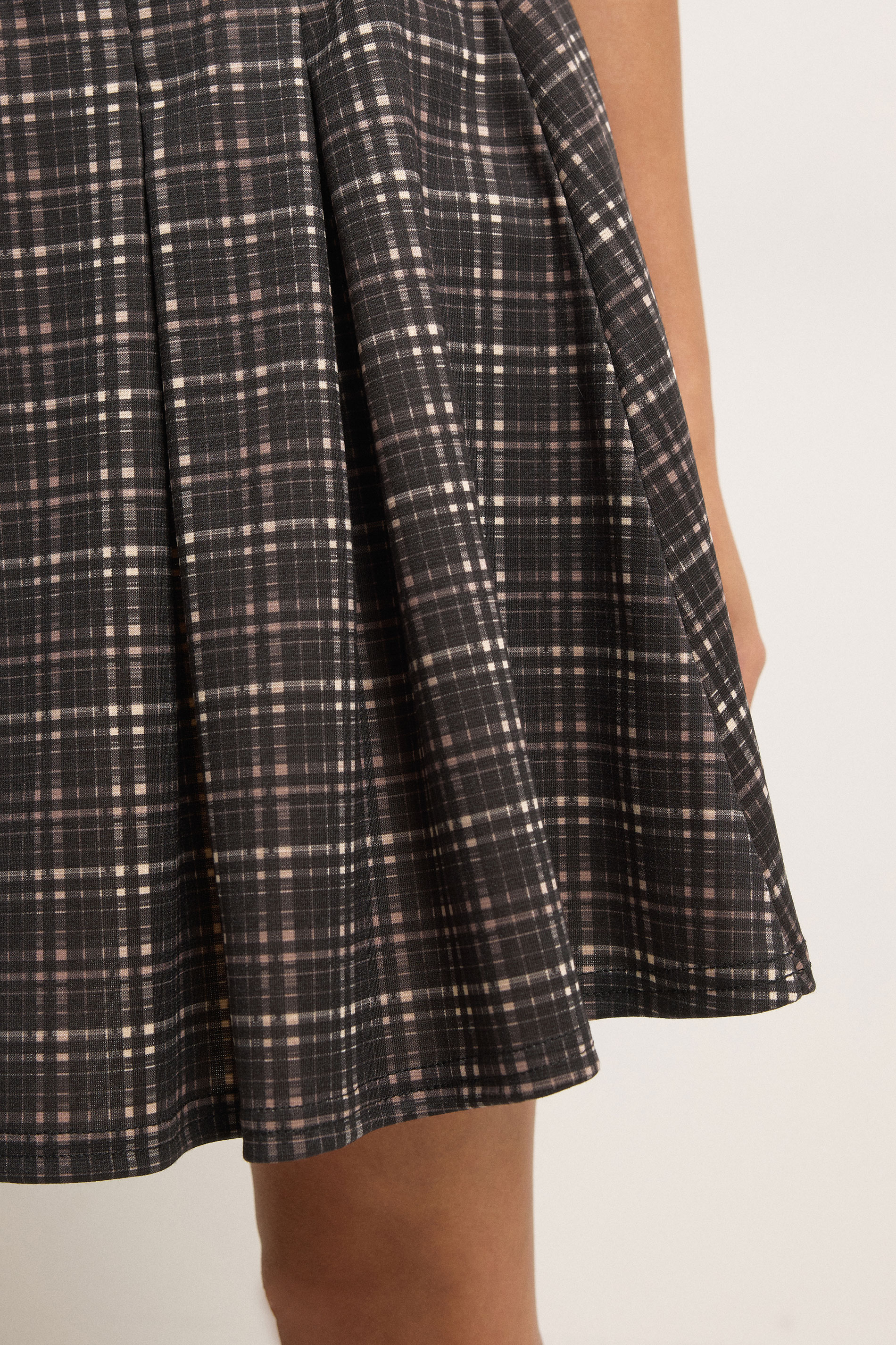 PixieGirl Petite Women's Chocolate Brown Check Mini Skirt | PixieGirl 4