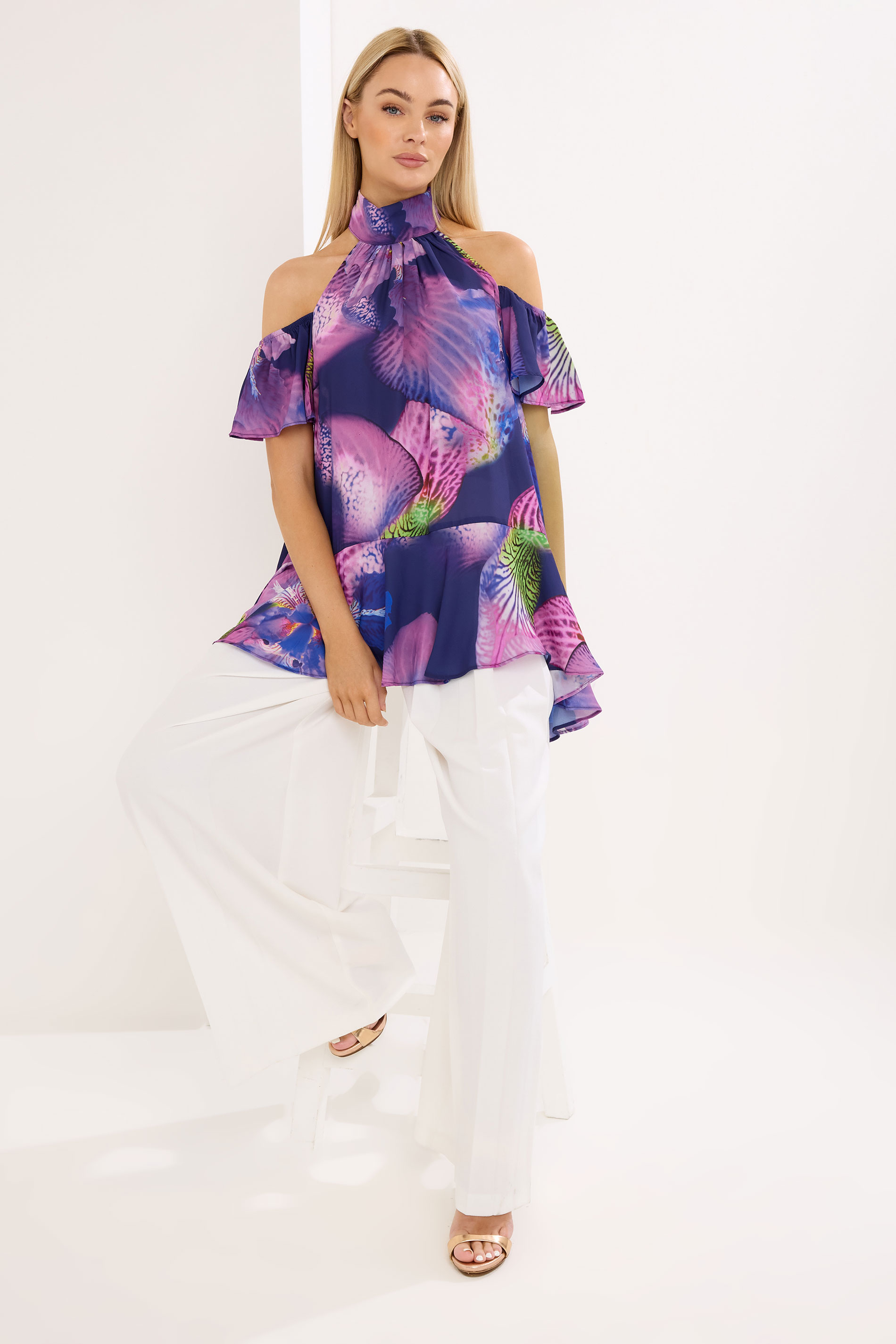 STAR Purple Floral Cold Shoulder Top | StarByJM 1