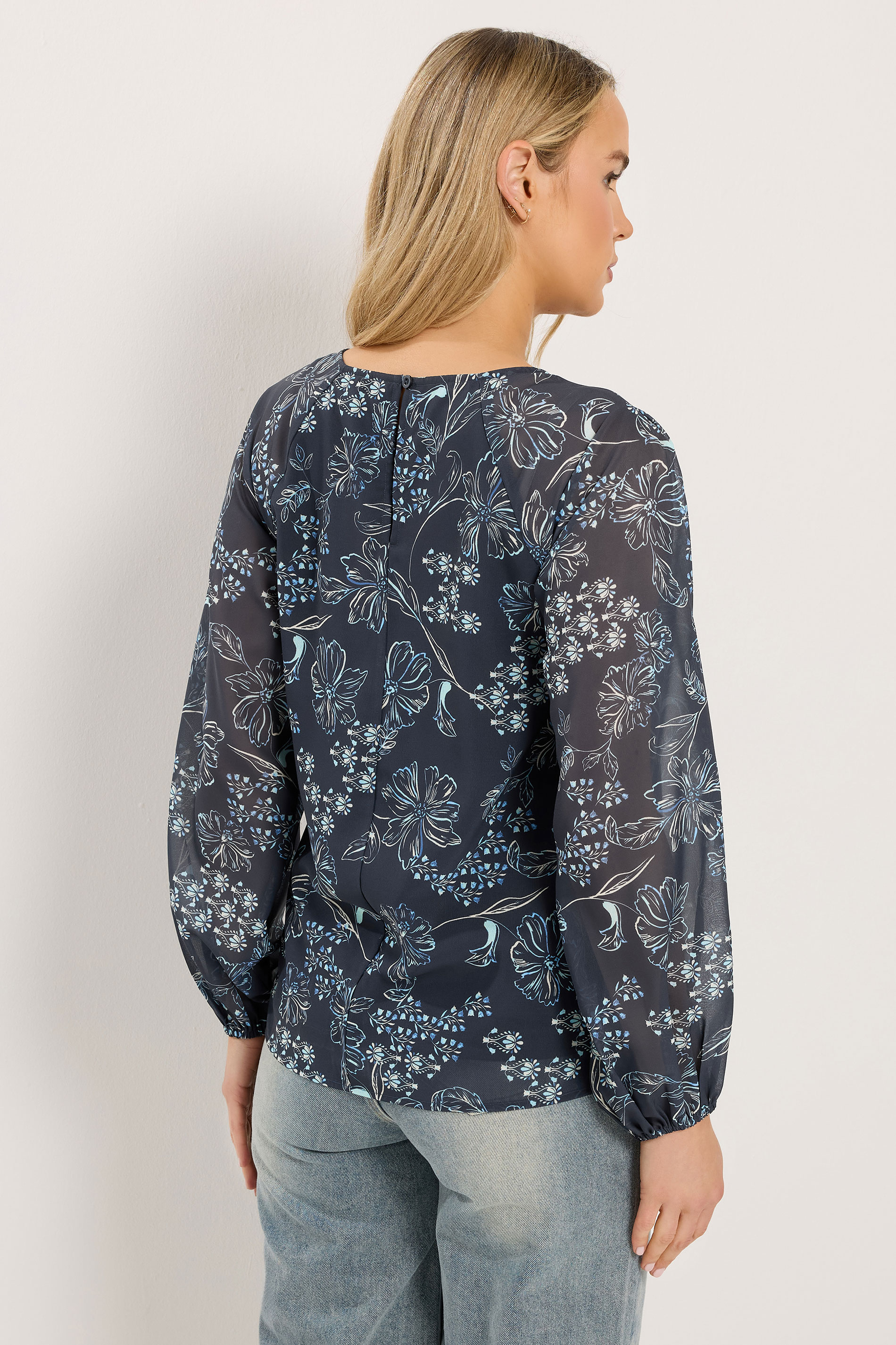 LTS Tall Navy Blue Floral Blouse | Long Tall Sally  2