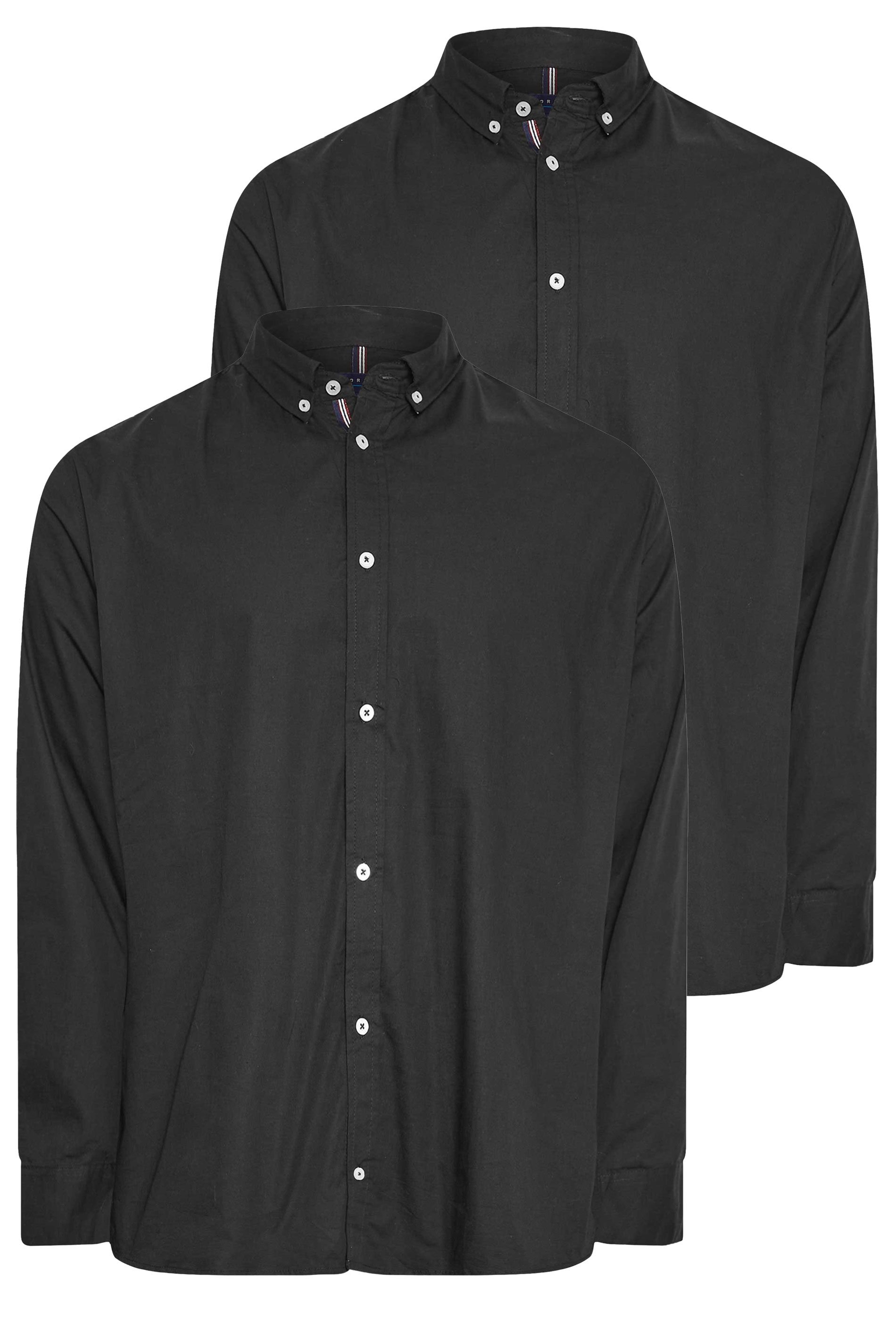 BadRhino Big & Tall 2 PACK Black Poplin Long Sleeve Shirts | BadRhino 1