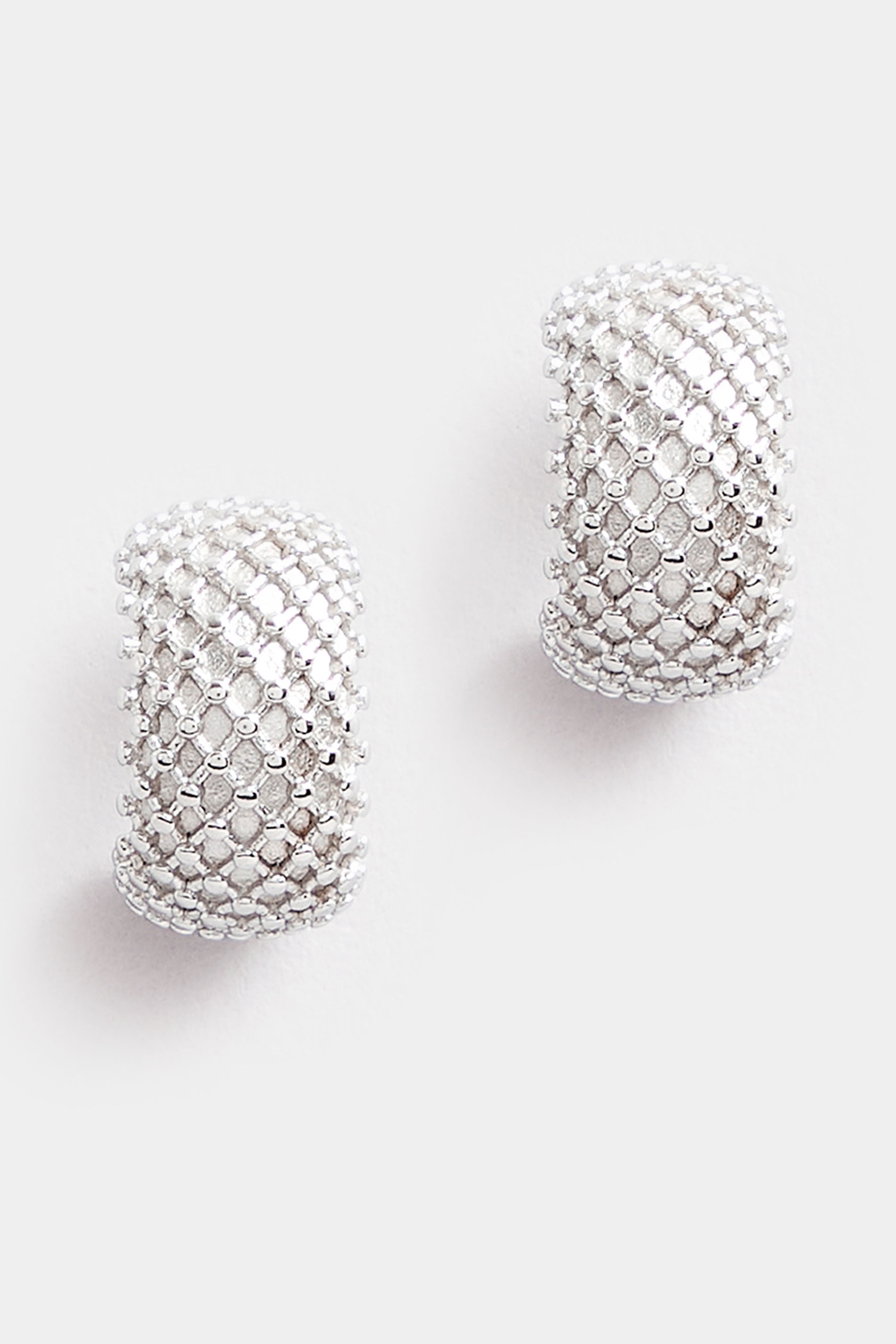 Silver Tone Stainless Steel Textured Hoop Earrings | Yours Clothing 3