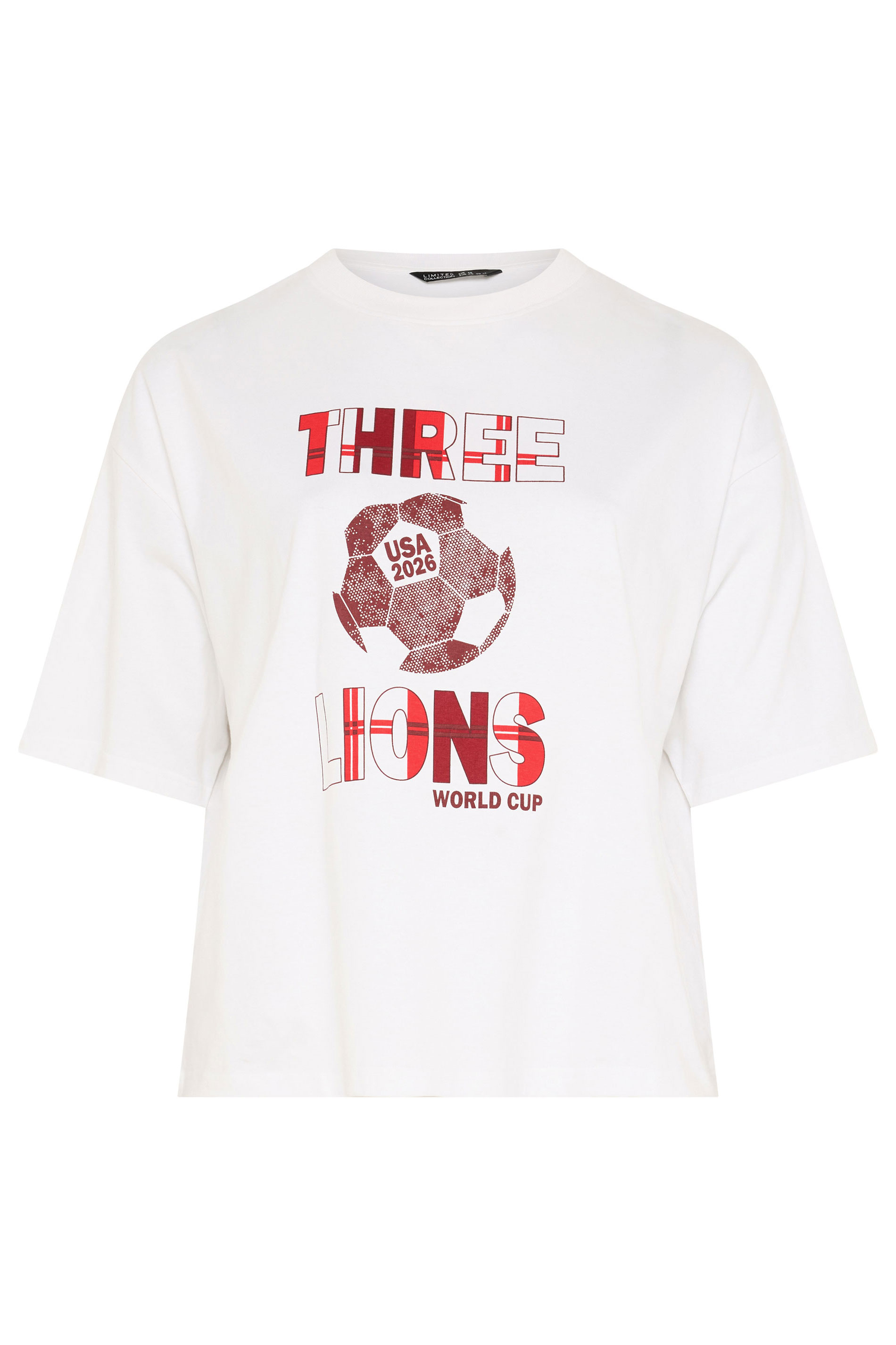 LIMITED COLLECTION Plus Size White 'Three Lions' England T-Shirt | Yours Clothing 6