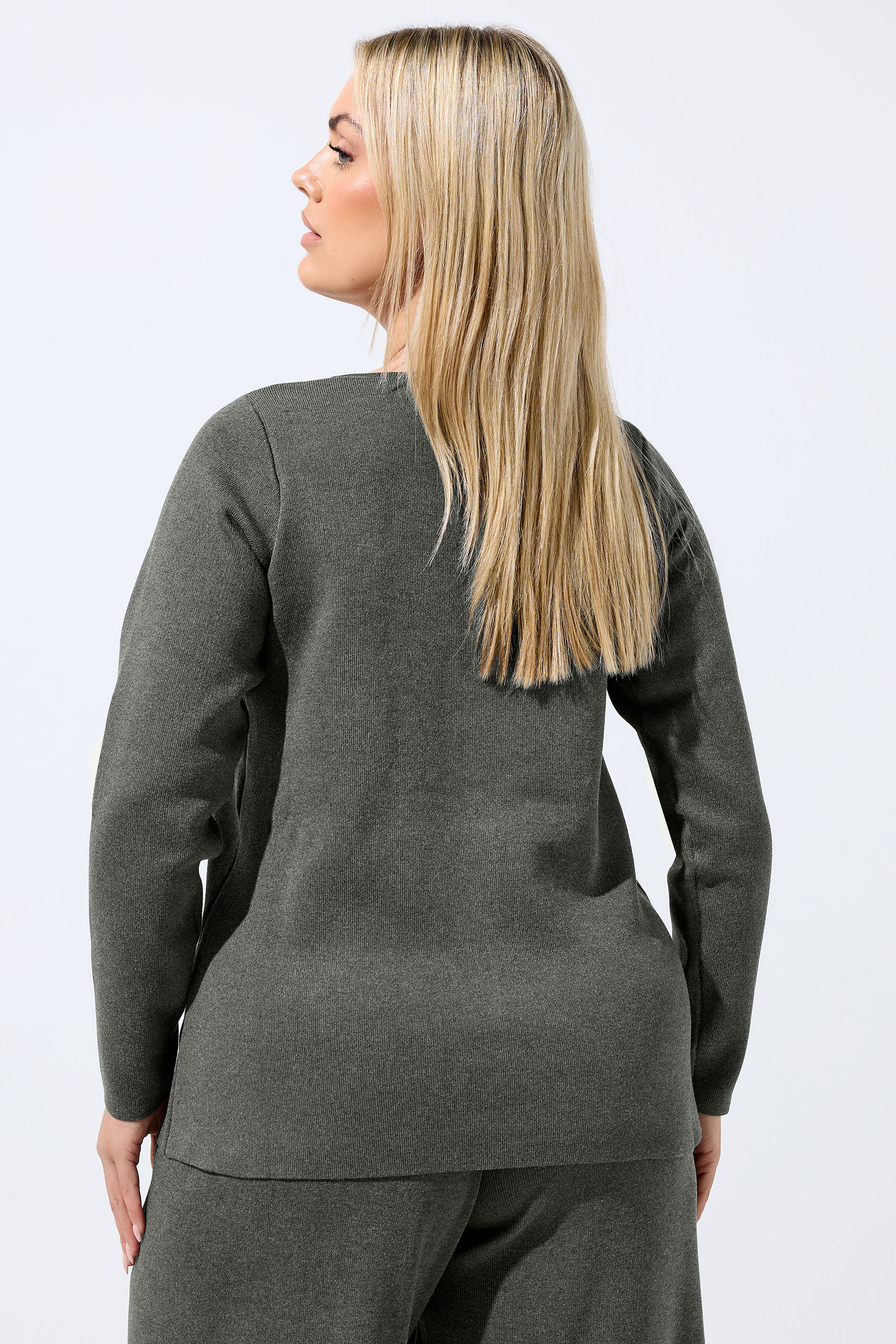 LIMITED COLLECTION Plus Size Grey Long Sleeve Knitted Top | Yours Clothing 4