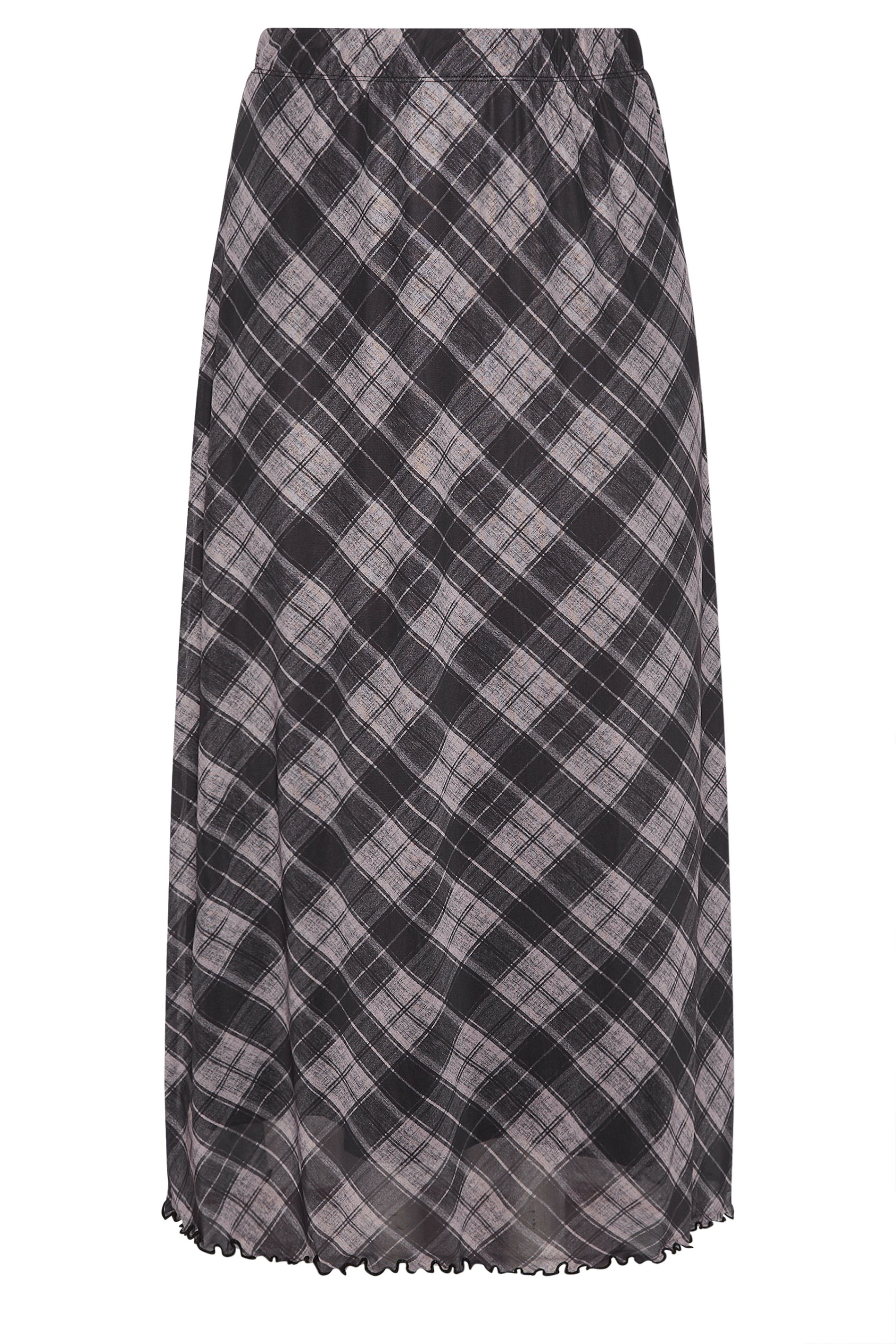 YOURS Plus Size Purple Check Mesh Skirt | Yours Clothing 5