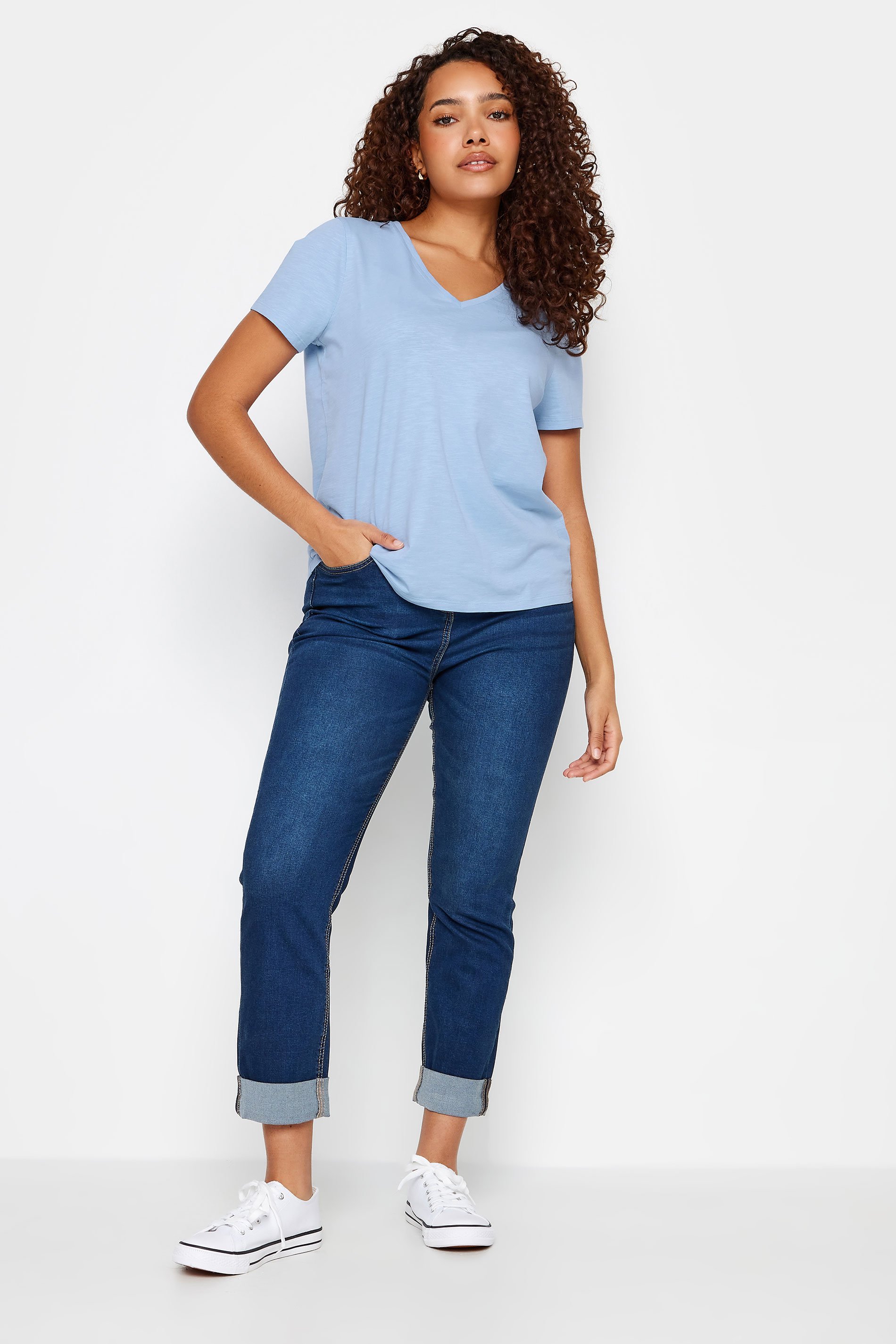 M&Co Blue V-Neck Cotton T-Shirt | M&Co 3