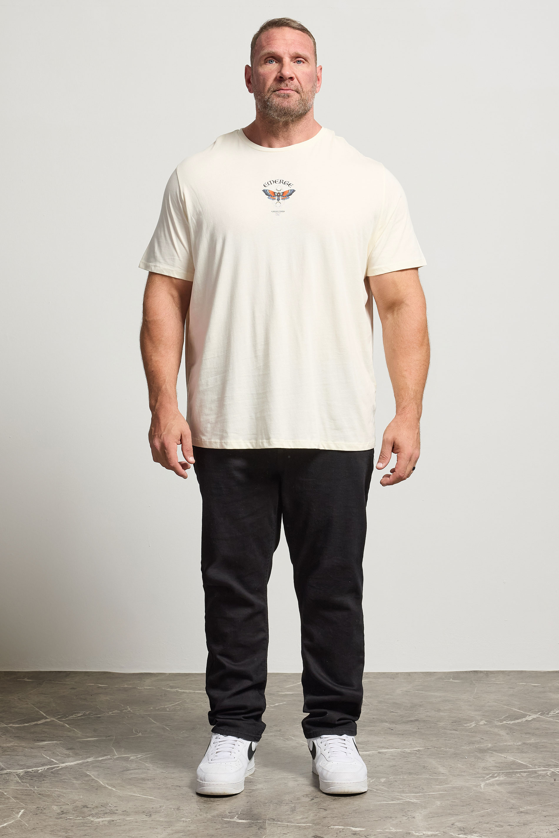 JACK & JONES Big & Tall Antique White Graphic T-Shirt | BadRhino 1