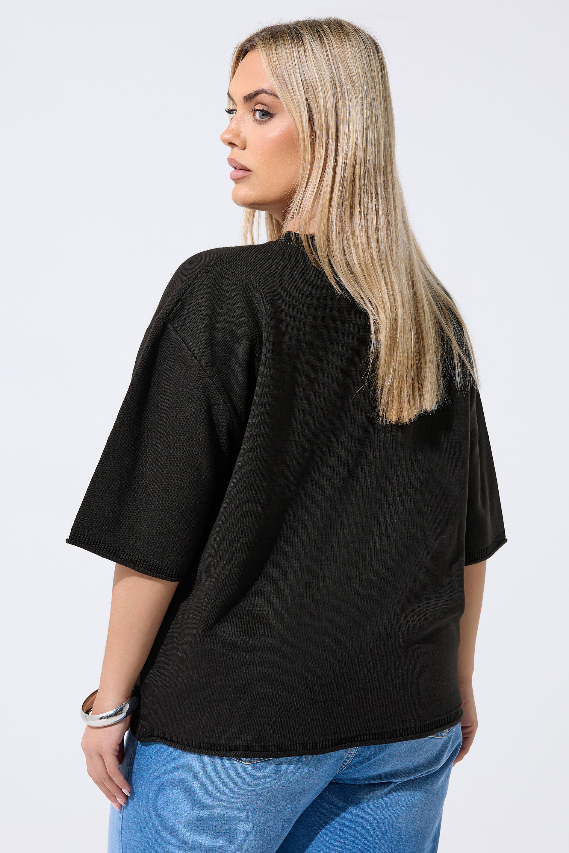 LIMITED COLLECTION Plus Size Black Floral Knitted Boxy T-Shirt 2
