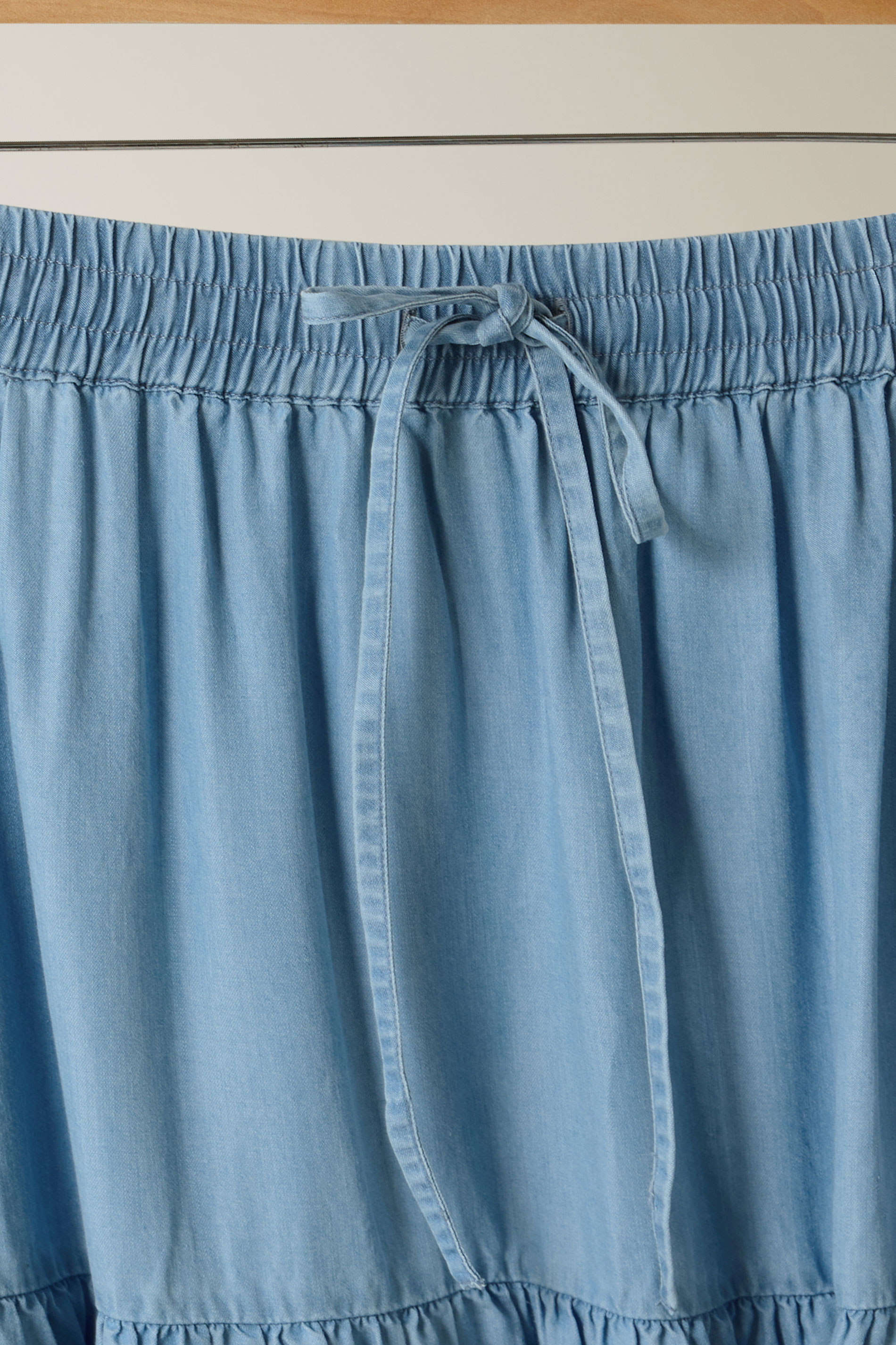 EVANS Plus Size Light Blue Lyocell Denim Tiered Skirt | Evans 7