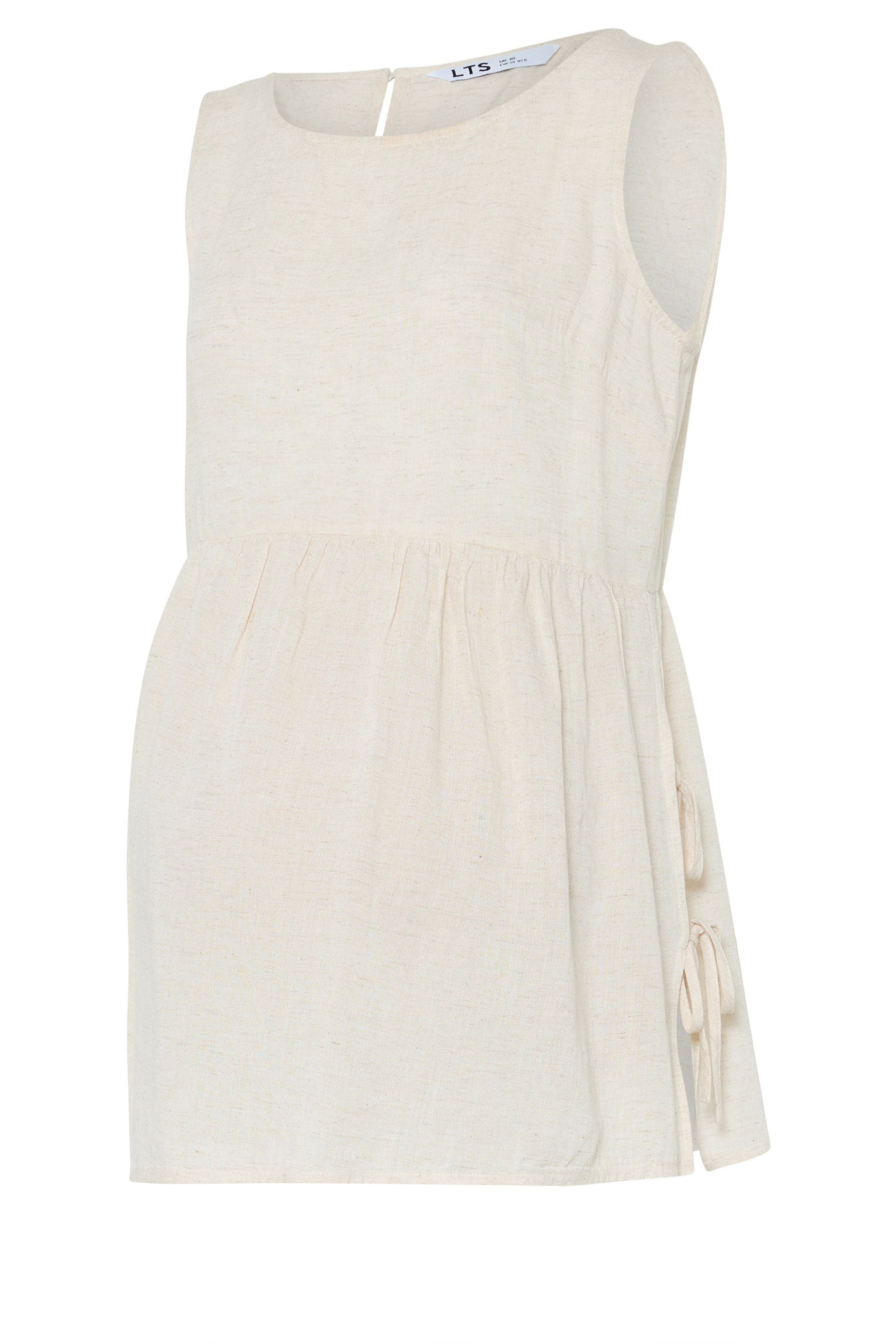 LTS Tall Women's Maternity Cream Tie Side Linen Peplum Top | Long Tall Sally 5