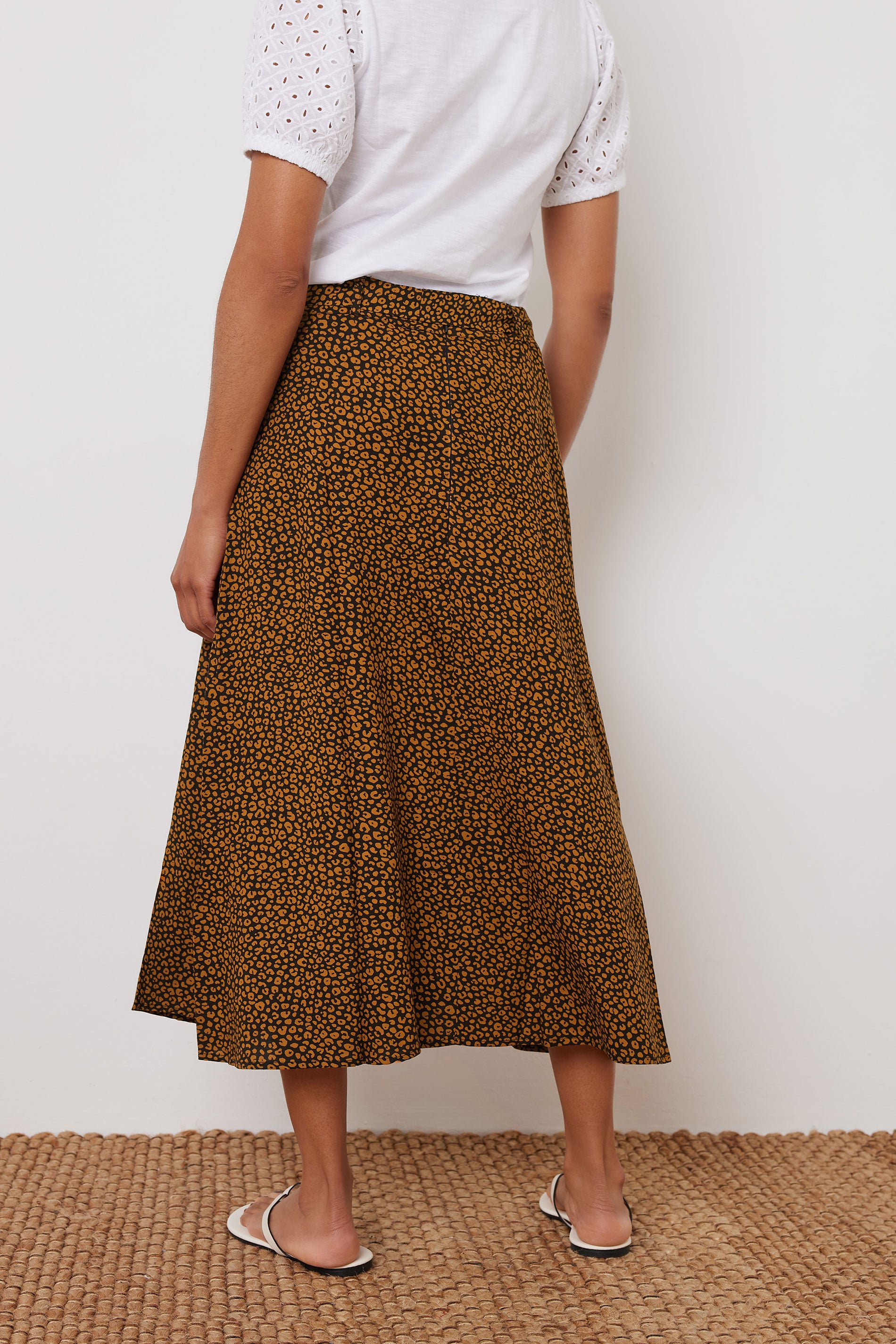 M&Co Brown Animal Print Tie Belt Midi Skirt | M&Co 2