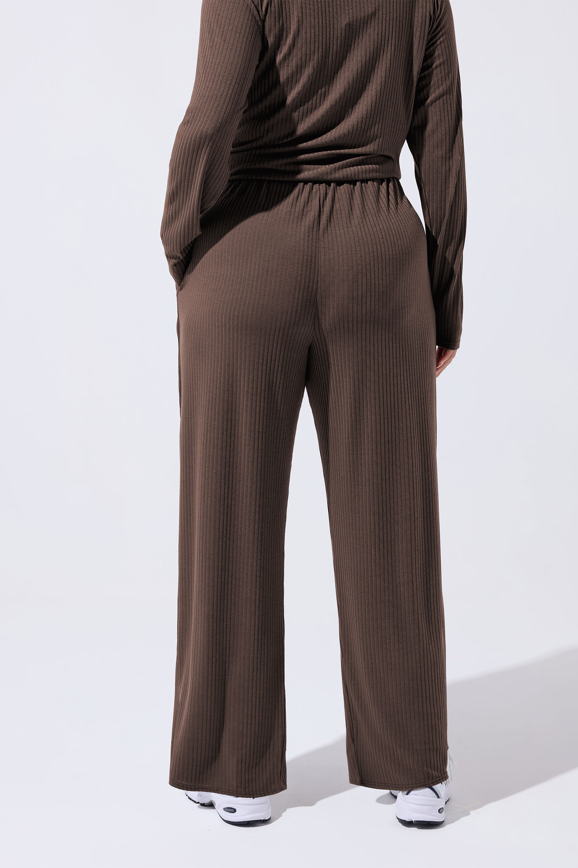 LIMITED COLLECTION Plus Size Brown Ribbed Wide Leg Trousers | Yours Clothing 4