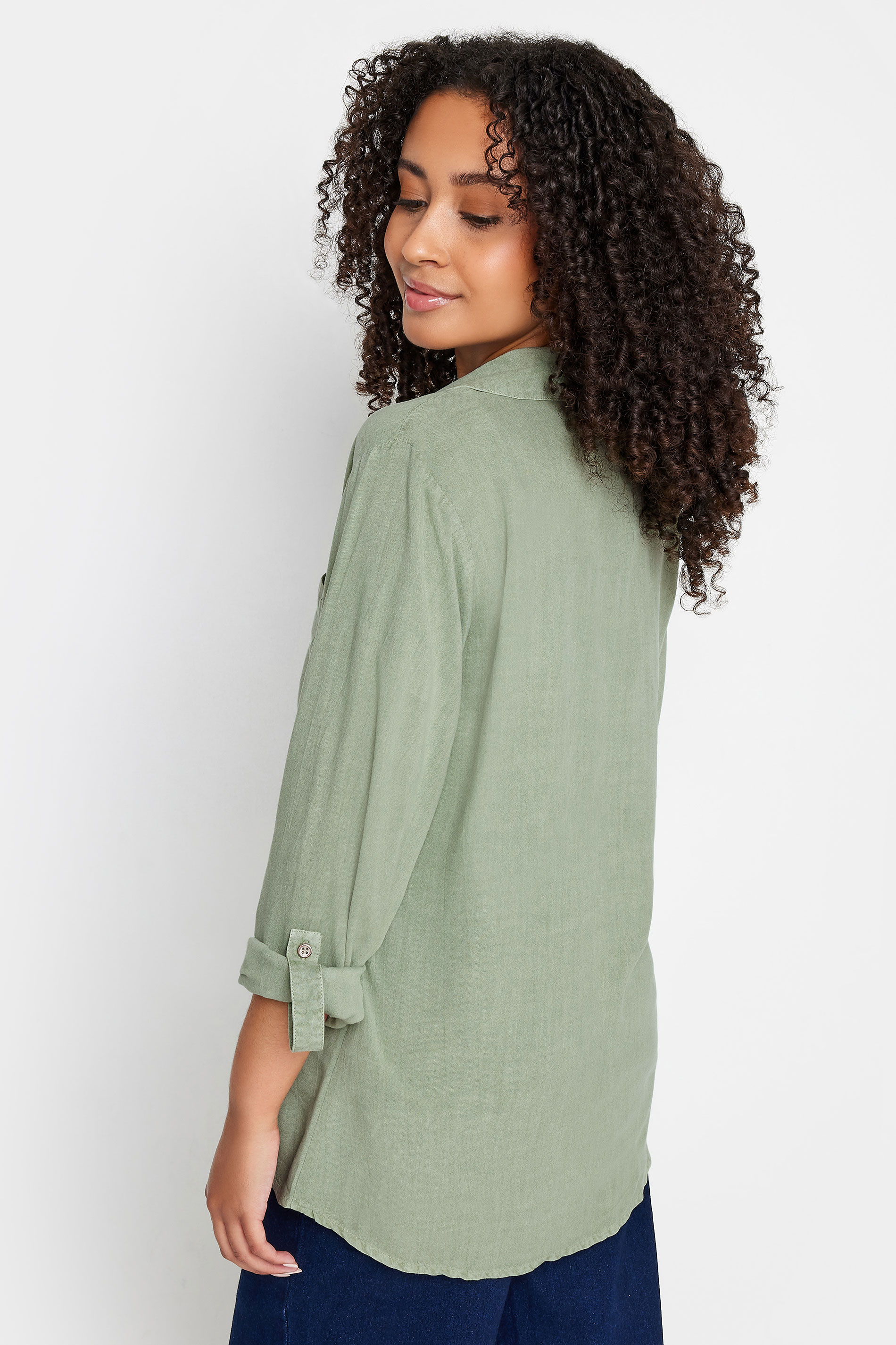 M&Co Petite Sage Green Button Up Shirt | M&Co 3