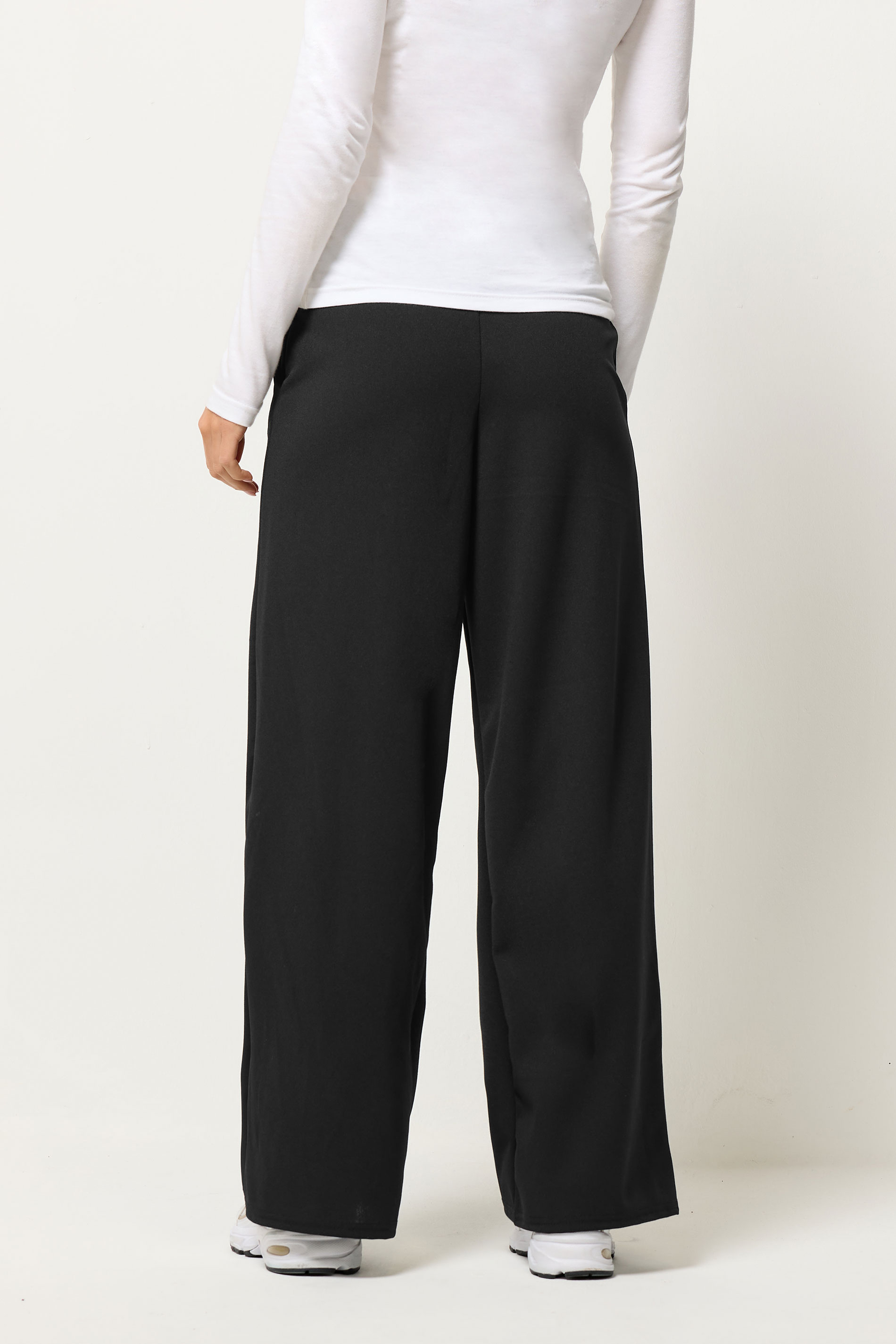 PixieGirl Petite Women's Black Scuba Wide Leg Trousers  2