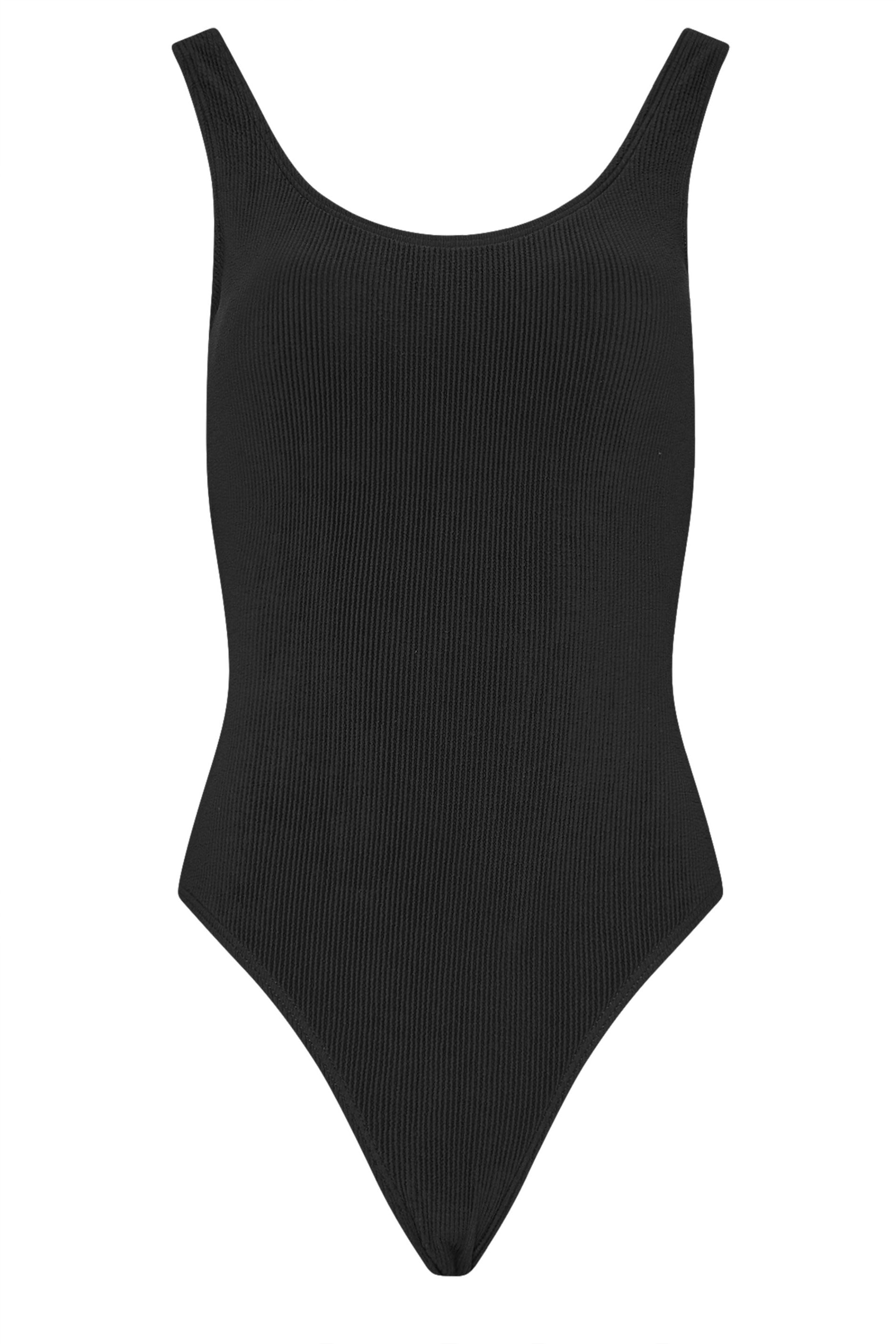 LTS Tall Black Scoop Neck Textured Swimsuit | Long Tall Sally  6