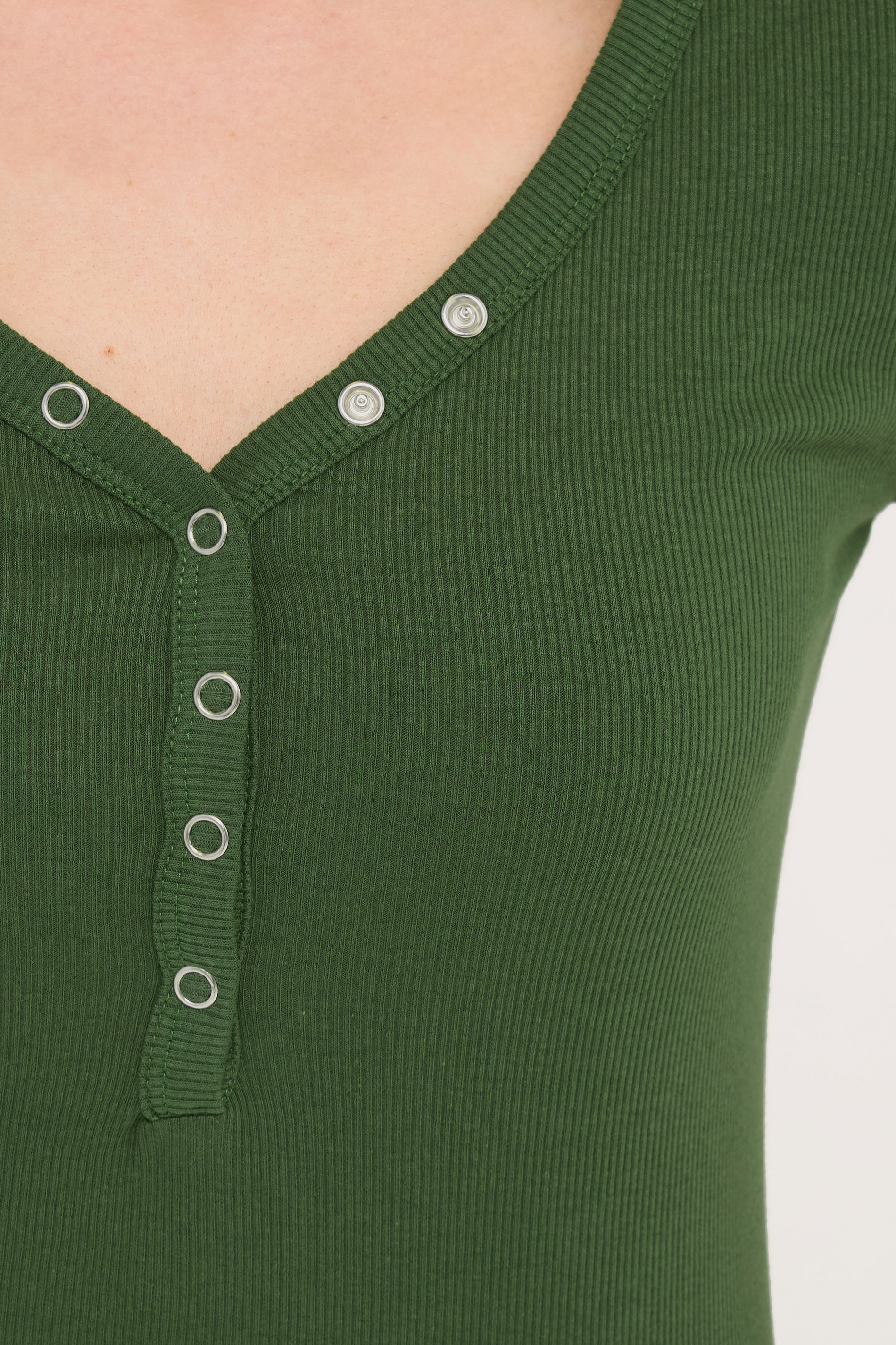 PixieGirl Petite Women's 2 PACK Black & Khaki Green Button Henley Tops | PixieGirl 7