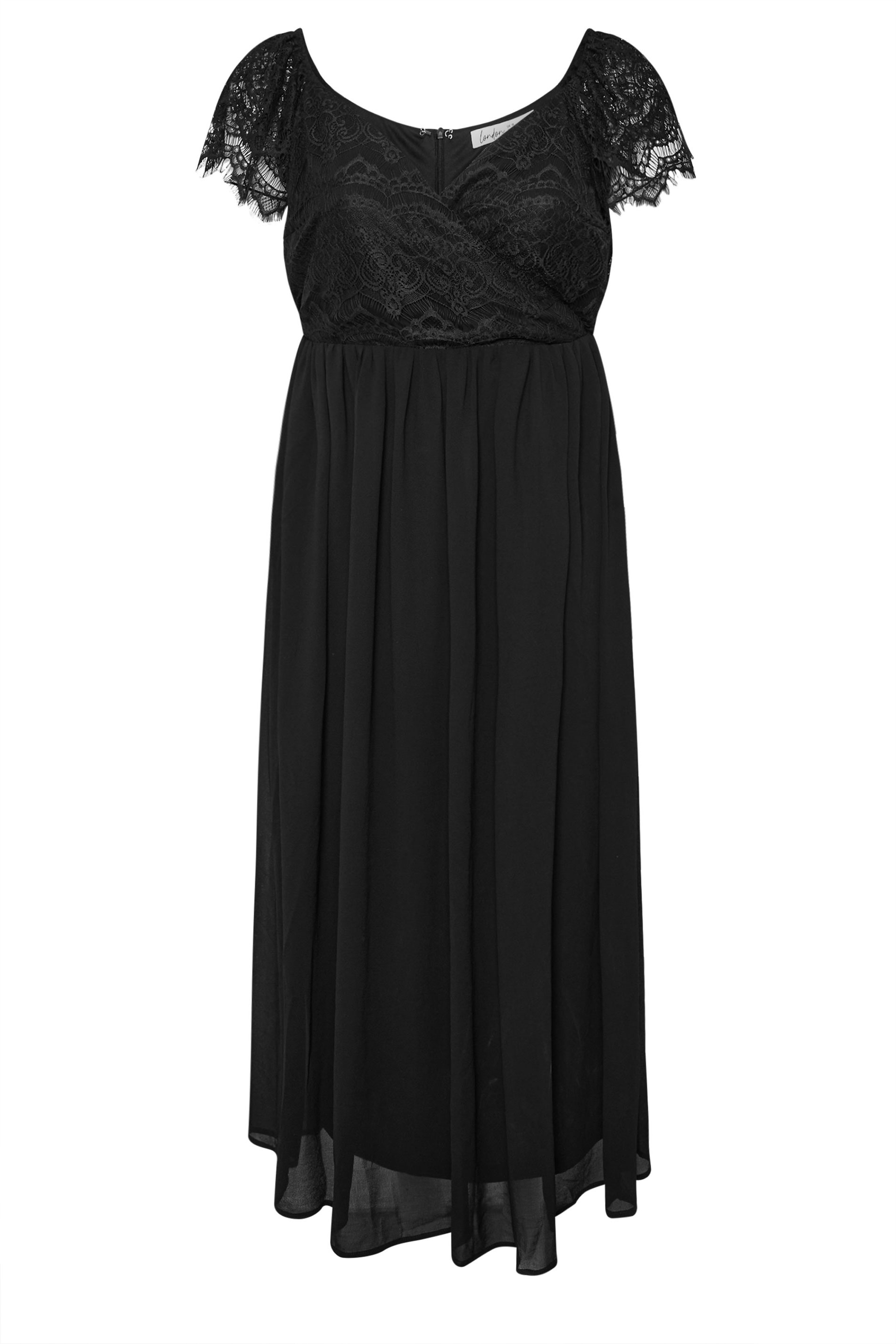 YOURS LONDON Plus Size Black Lace Maxi Wrap Dress | Yours Clothing 5