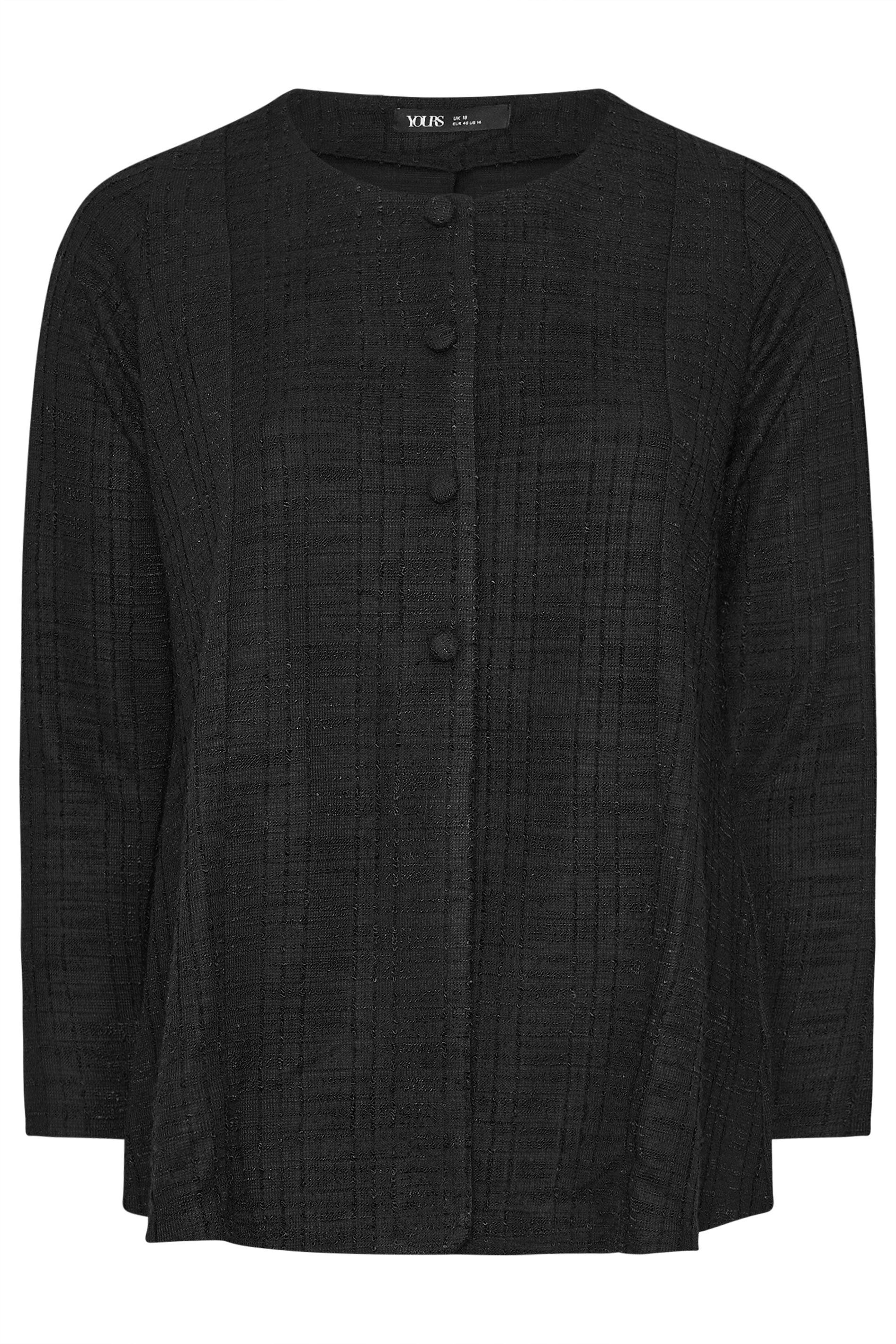 YOURS Plus Size Black Boucle Button Through Top | Yours Clothing 7
