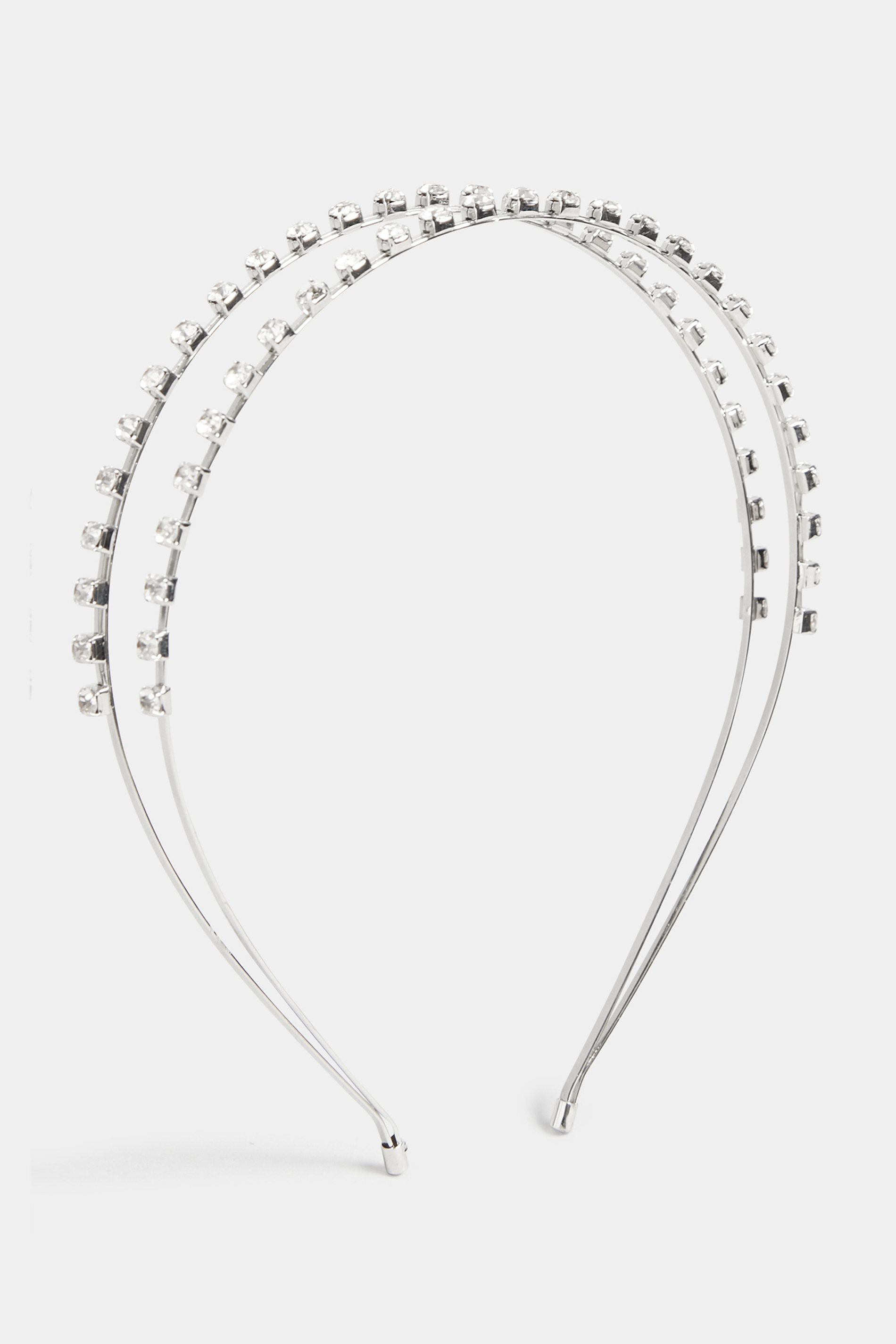 Silver Diamante Double Headband | Yours Clothing 3
