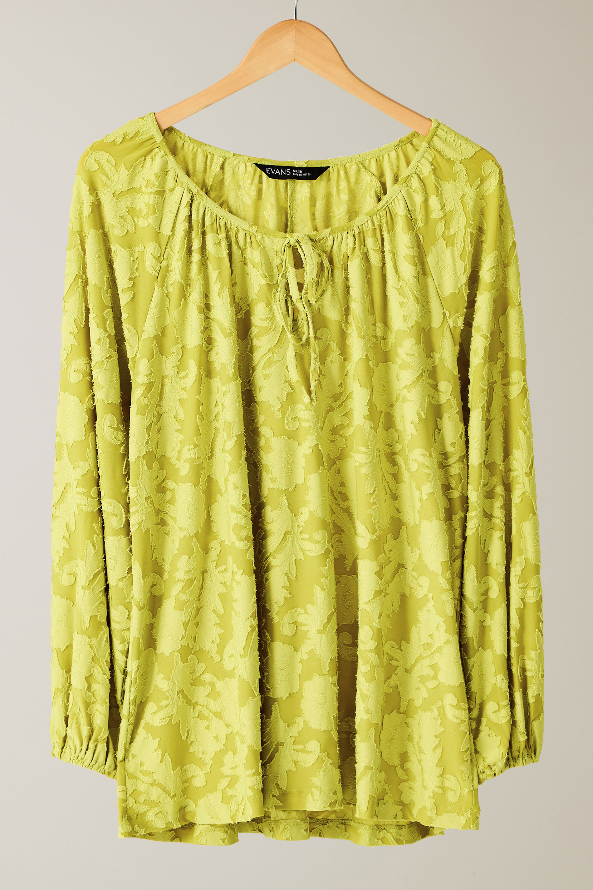 EVANS Plus Size Chartreuse Green Floral Burnout Blouse | Evans 6