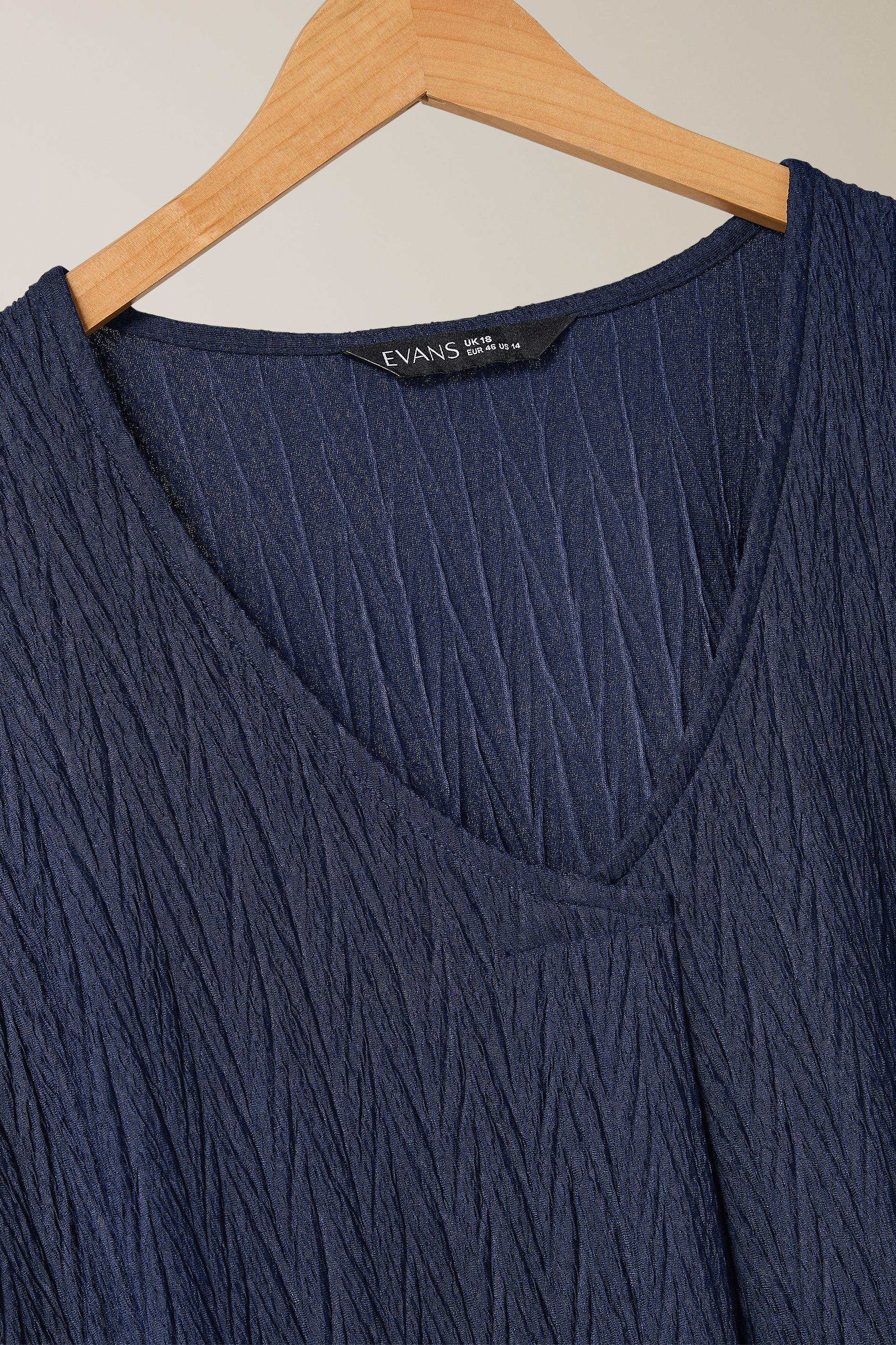 EVANS Plus Size Navy Blue Plisse Pleat Front Top | Evans 8