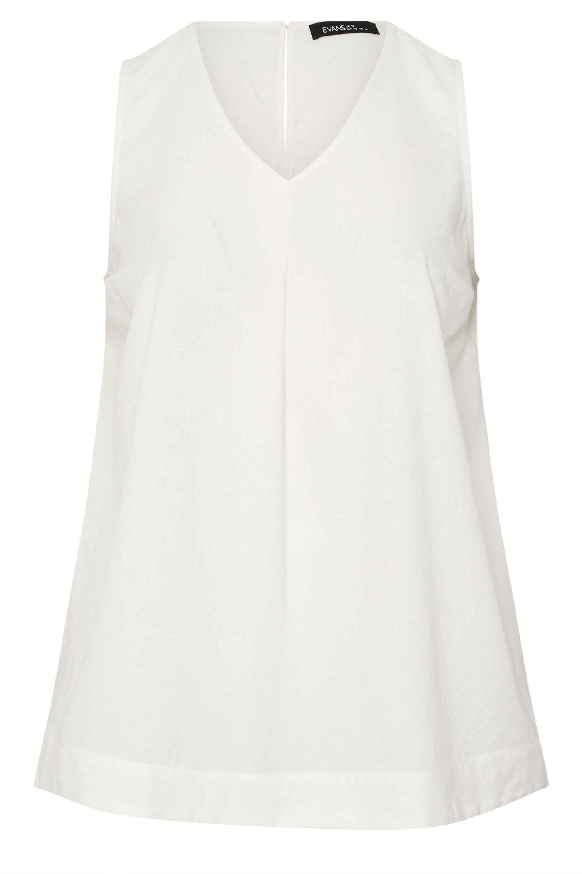 EVANS Plus Size White Linen Vest Top | Evans 5
