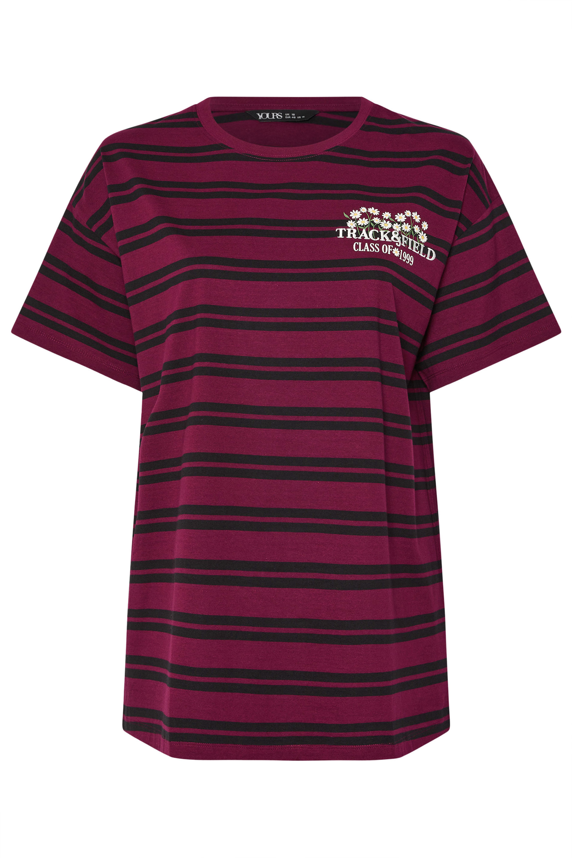YOURS Plus Size Red Stripe Daisy Print T-Shirt | Yours Clothing 6