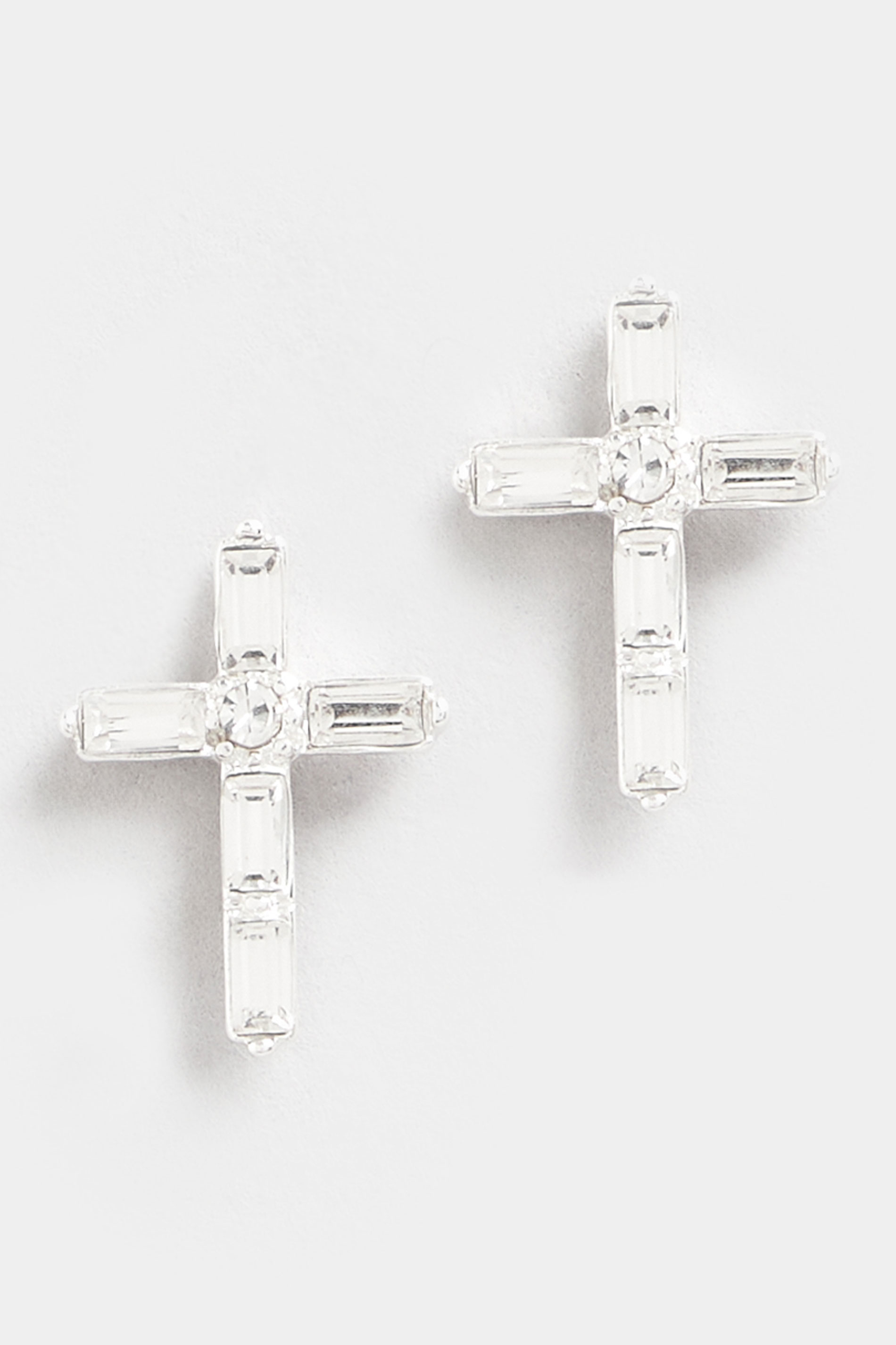 Silver Tone Diamante Cross Earring | Yours Clothing  3
