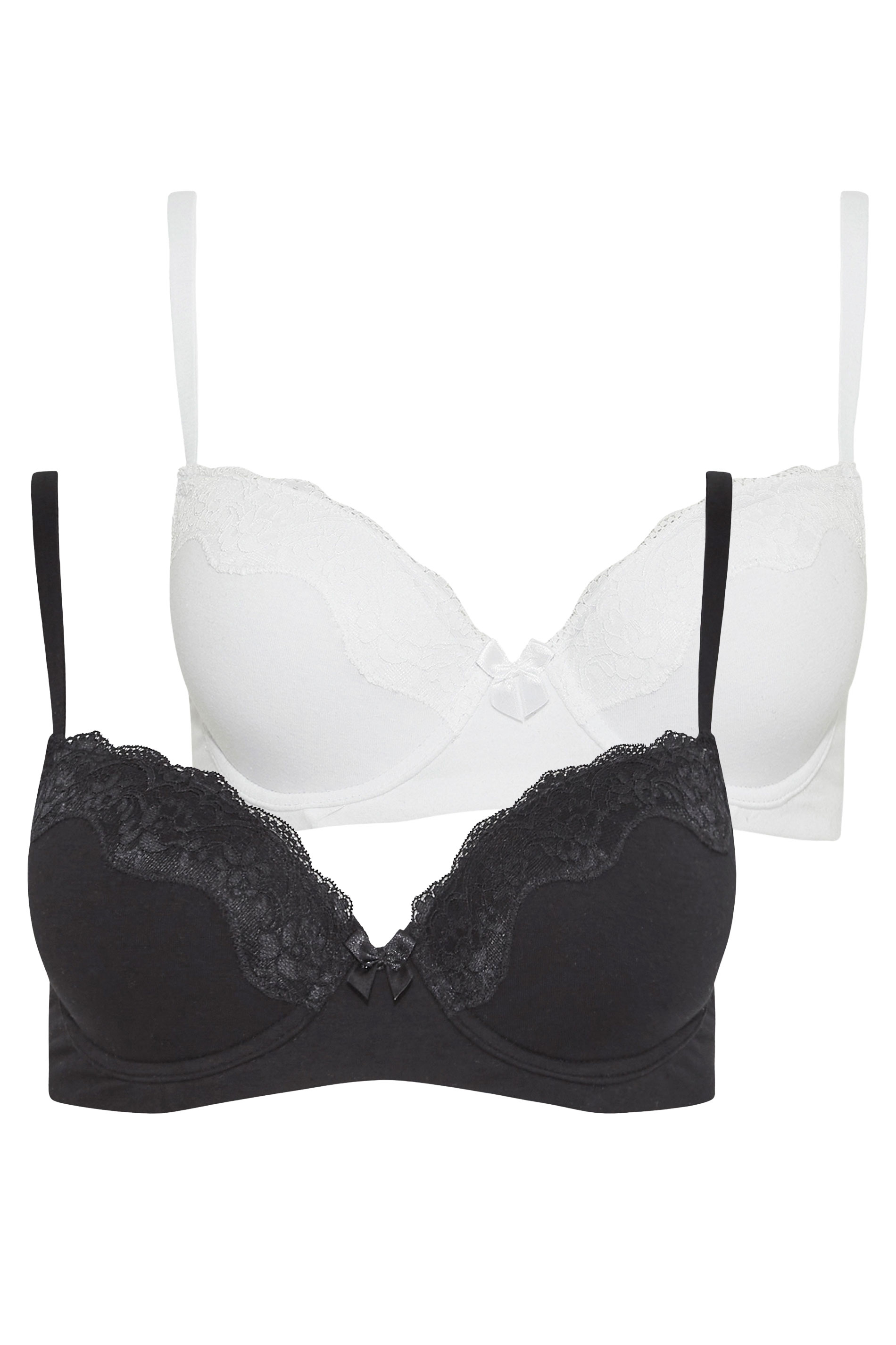 Tall Women's LTS 2 PACK Black & White Cotton T-Shirt Bras | Long Tall Sally 3