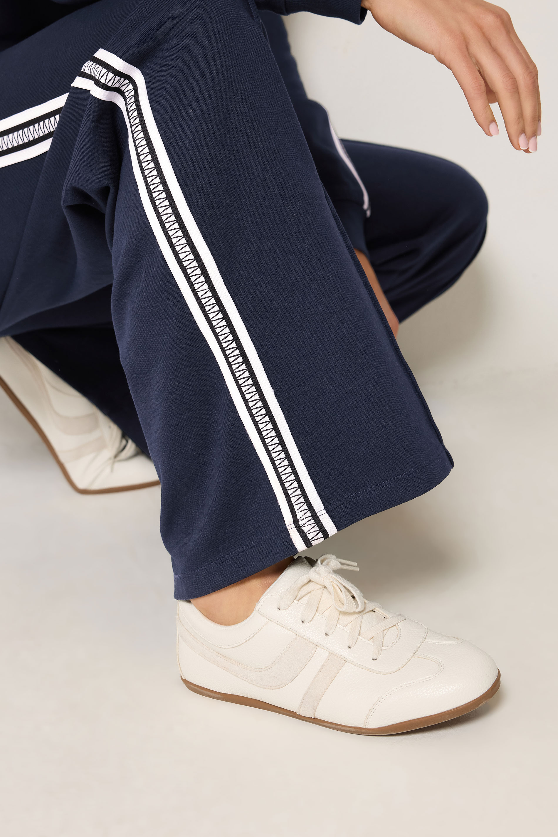 LTS Tall Women's Navy Blue Side Tape Wide Leg Joggers | Long Tall Sally 4