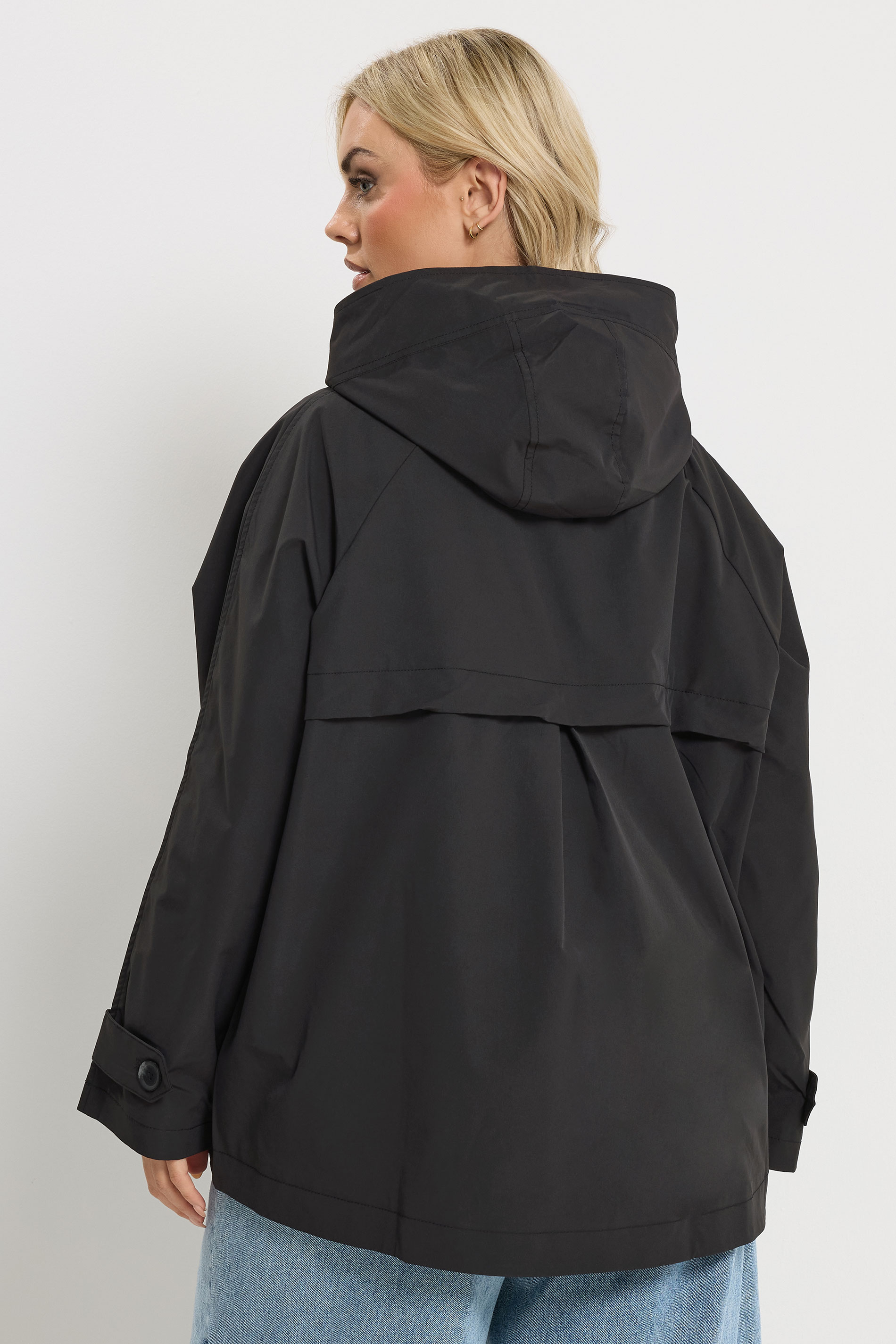 YOURS Plus Size Black  Hooded Raglan Jacket | Yours Clothing 4