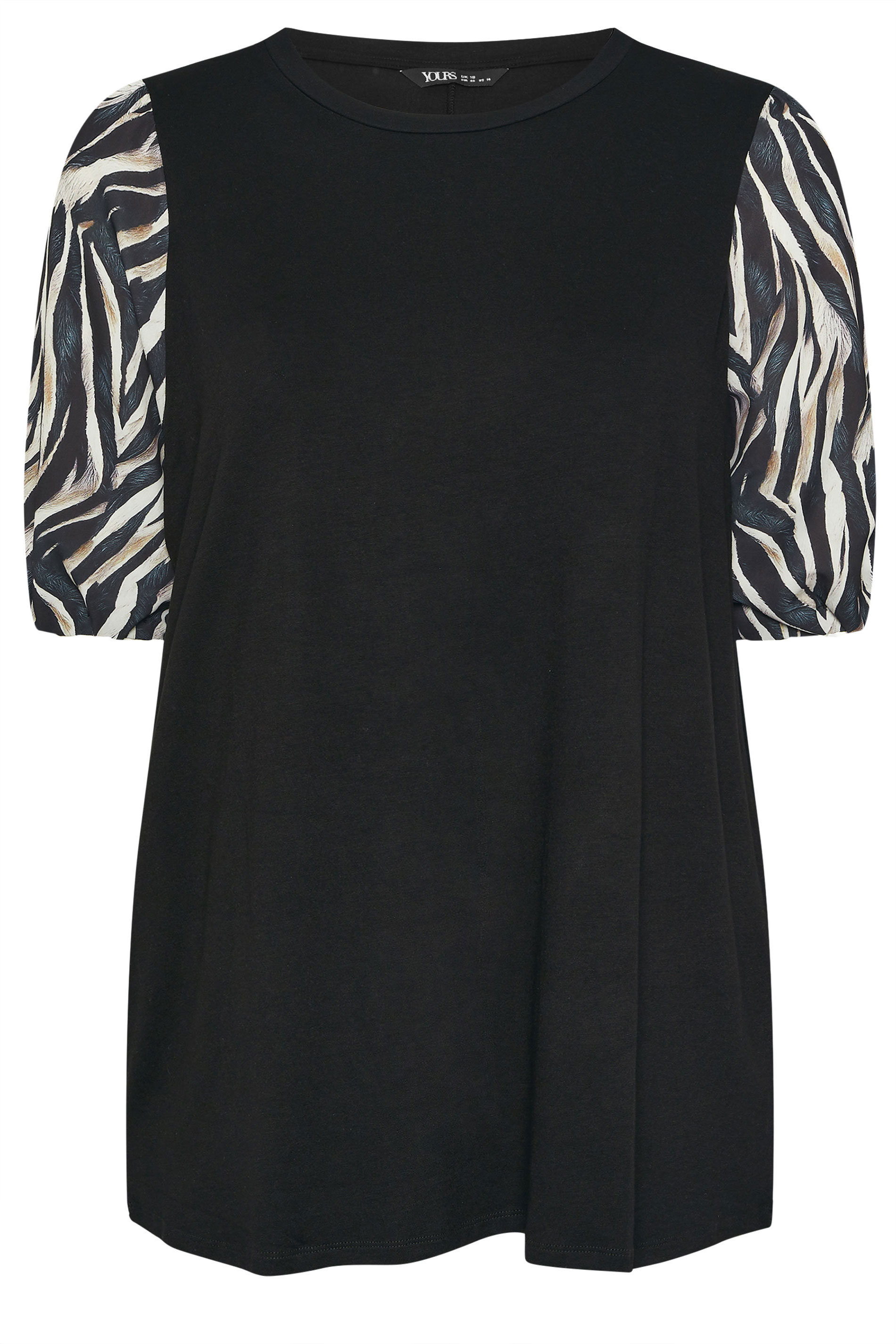 YOURS Plus Size Black Zebra Print Sleeve Top | Yours Clothing 5