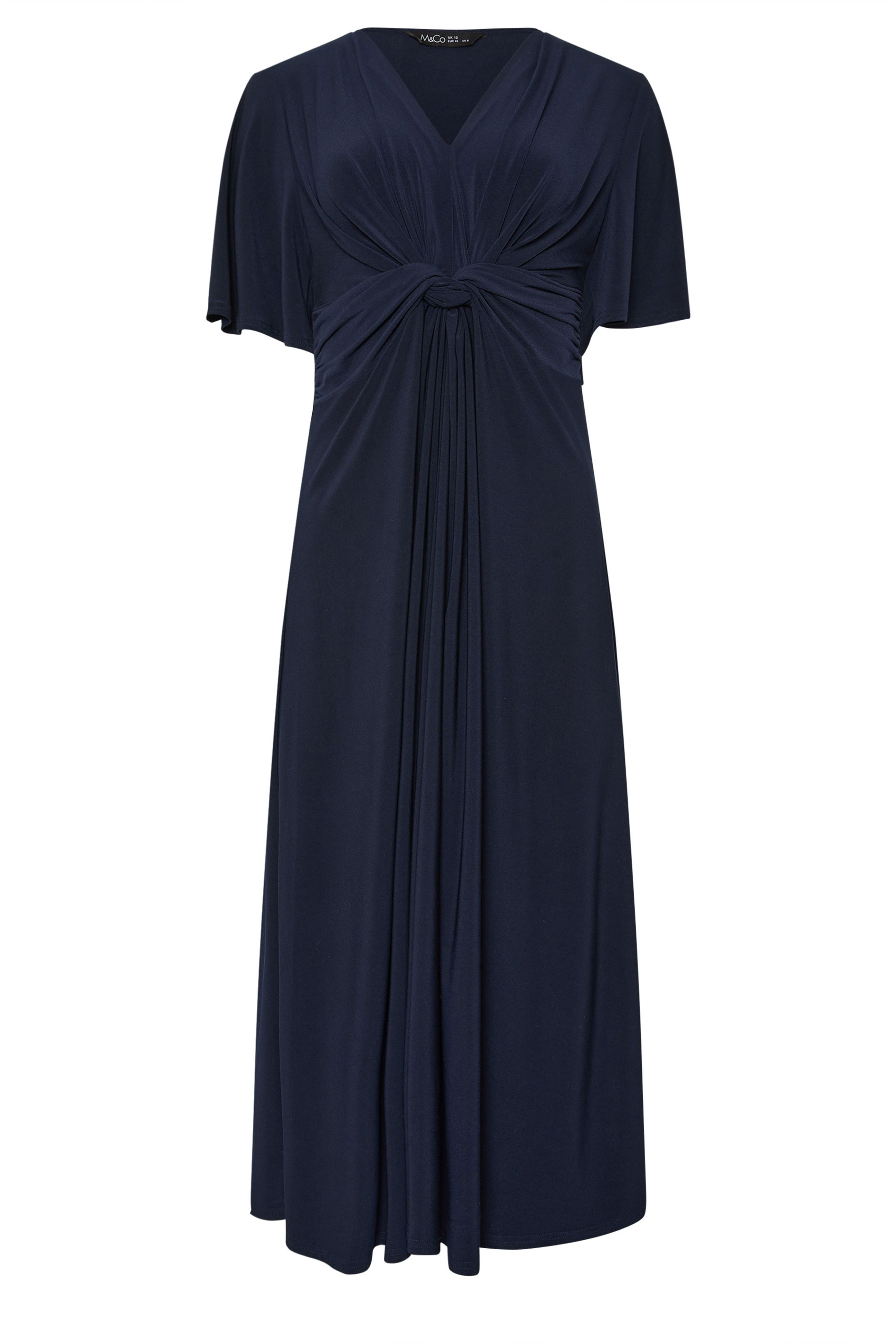 M&Co Navy Blue Short Sleeve Twist Midi Dress | M&Co 5