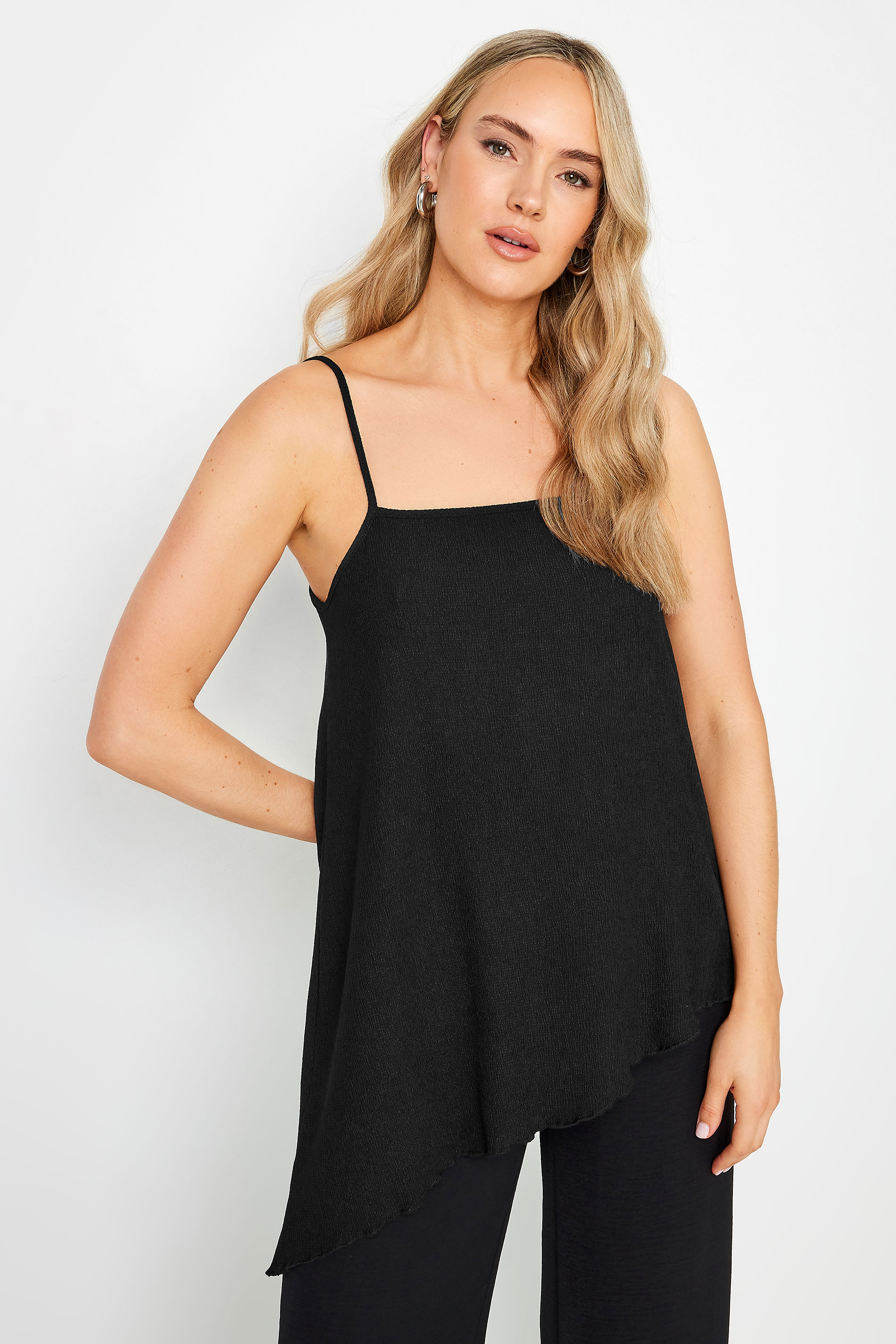 LTS Tall Black Strappy Asymmetric Cami Top | Long Tall Sally 3