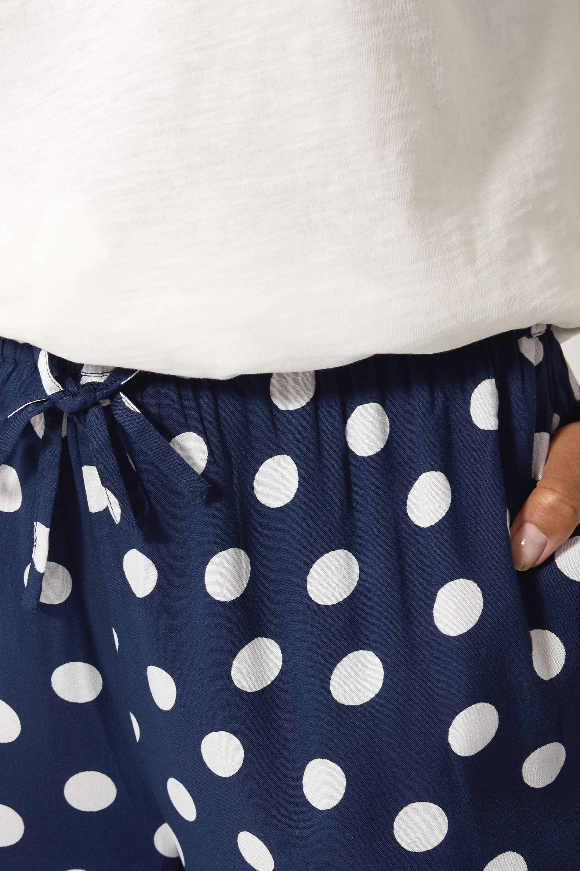 M&Co Navy Blue Polka Dot Cropped Trousers | M&Co 4