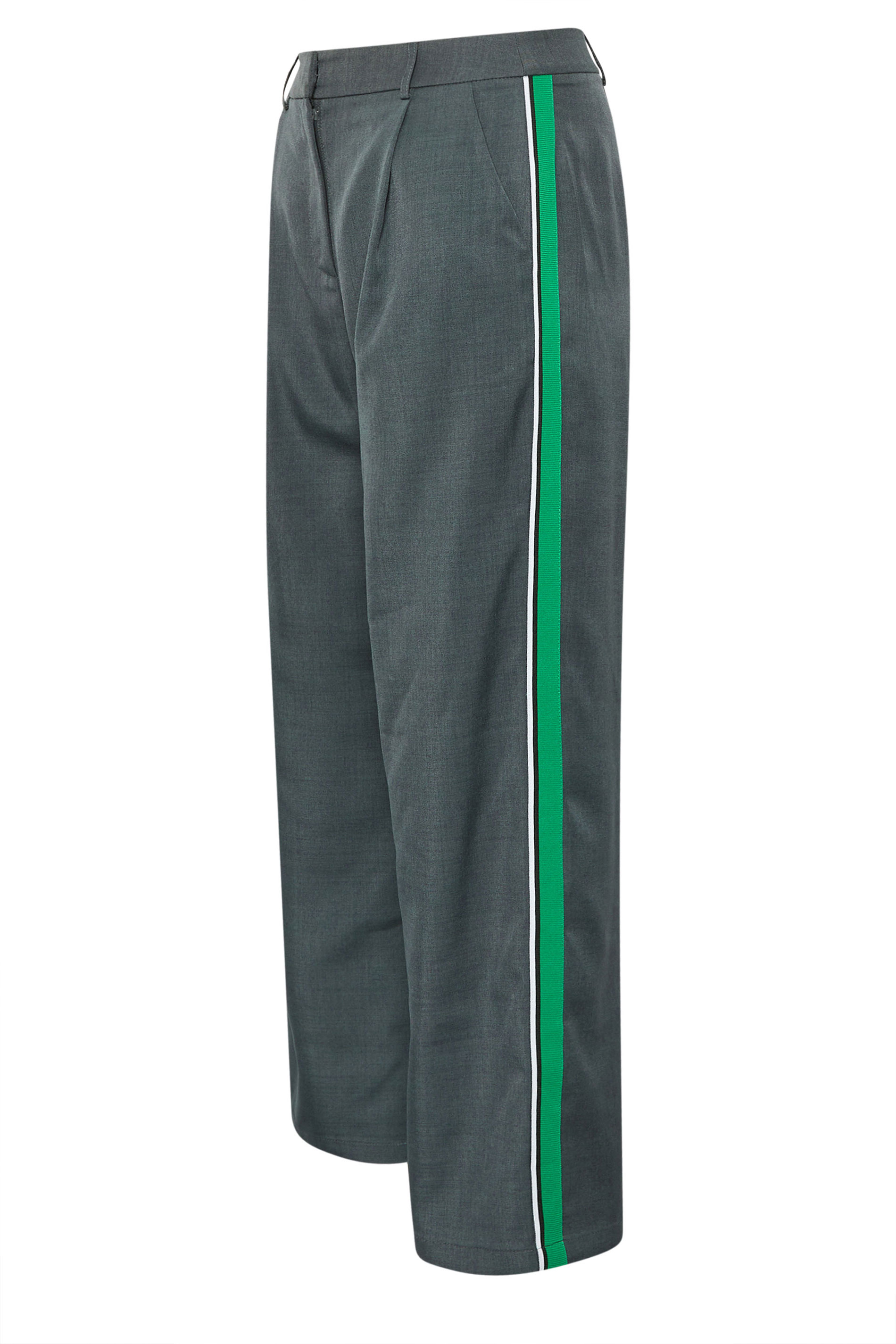 PixieGirl Petite Women's Grey & Green Striped Formal Trousers | PixieGirl 6