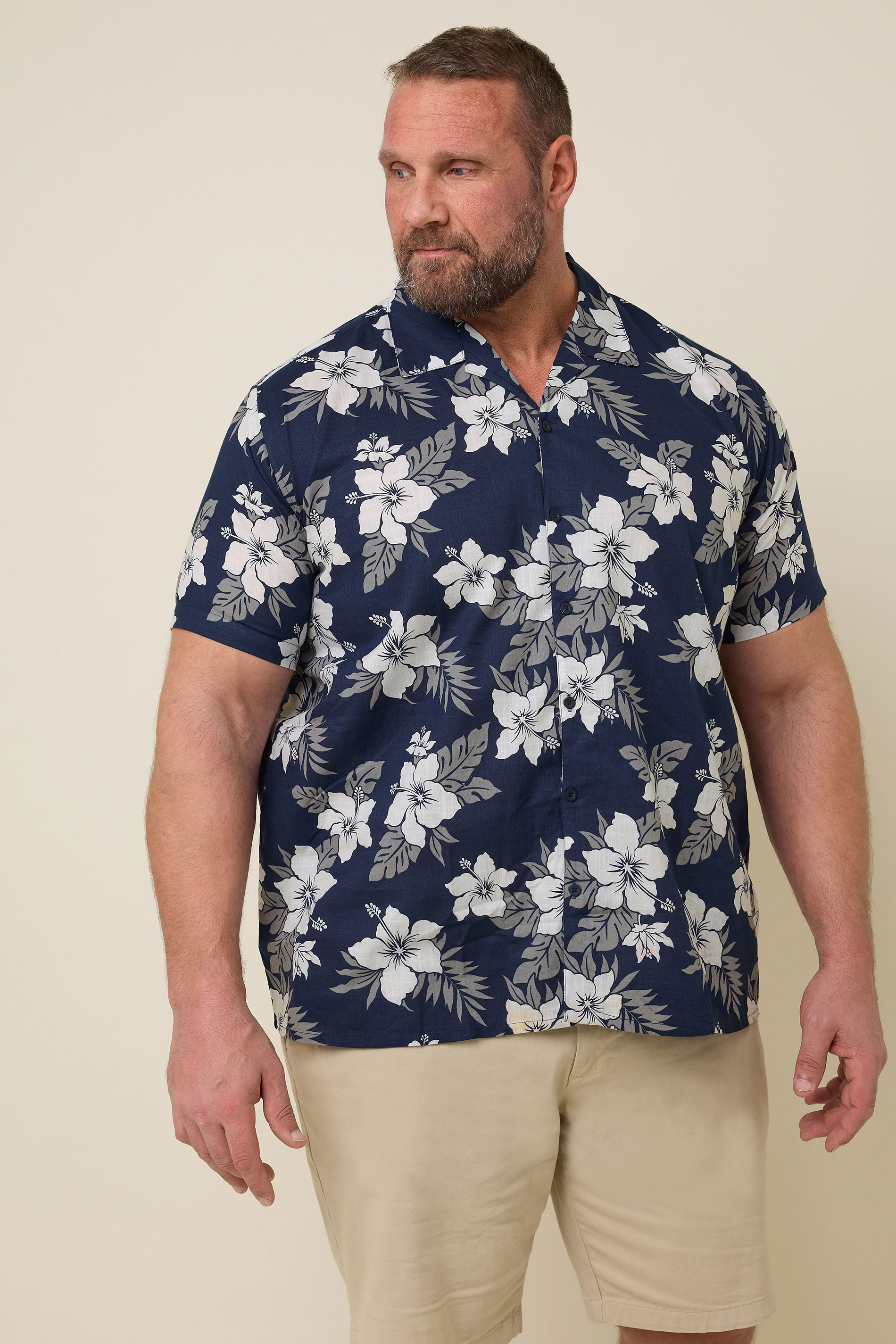 BadRhino Big & Tall Rust Orange & Navy Blue Leaf Print Shirt | BadRhino 1