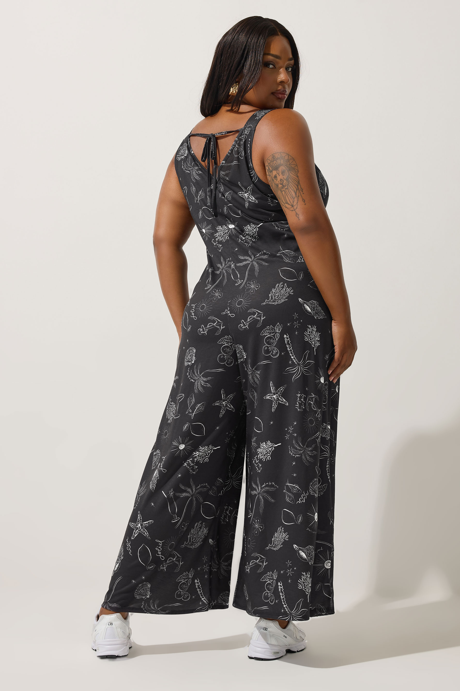 LIMITED COLLECTION Plus Size Black Summer Print Jumpsuit | Yours Clothing 1