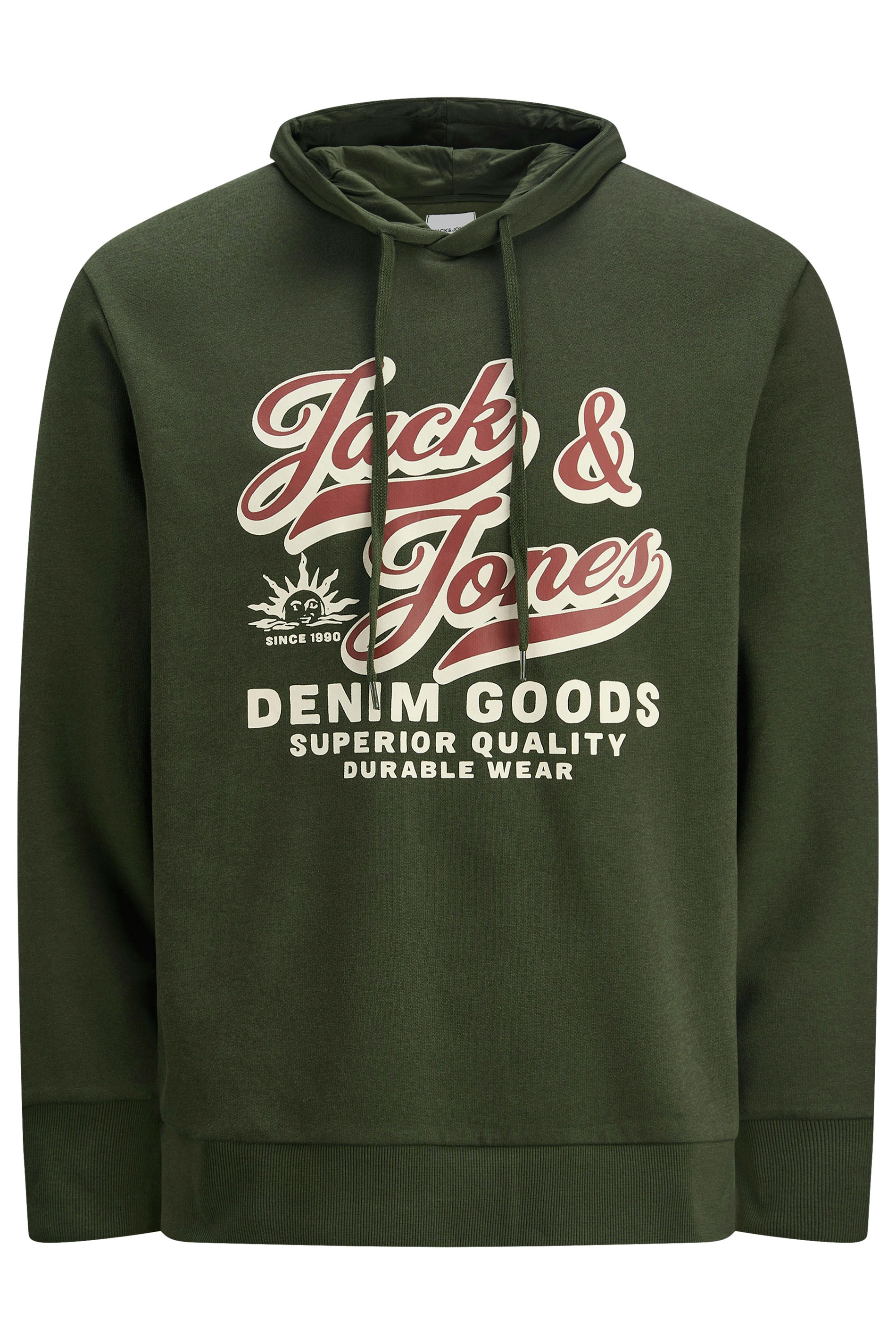 Jack & Jones Big & Tall Duffel Green Superior Hoodie | BadRhino 2