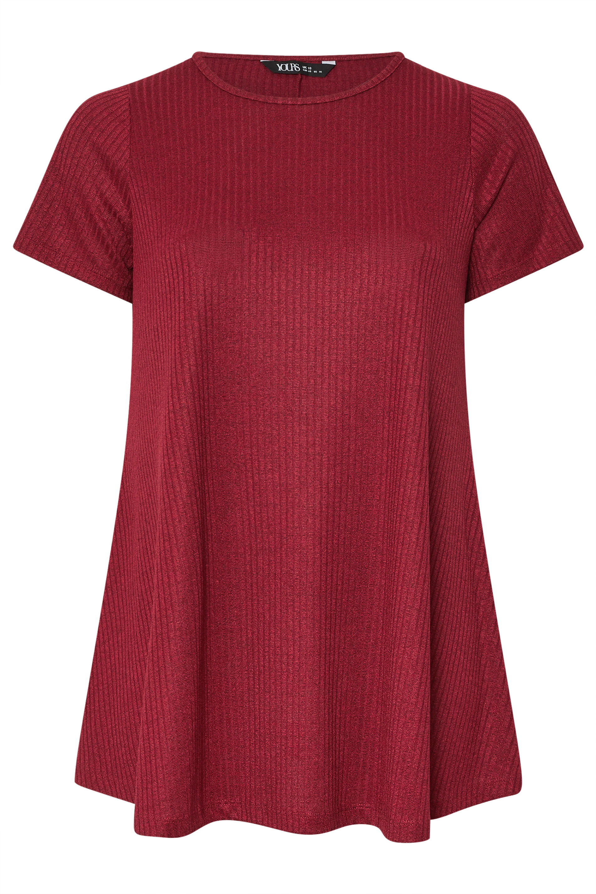 YOURS Plus Size Red Ribbed Soft Touch T-Shirt | Yours Clothing 5