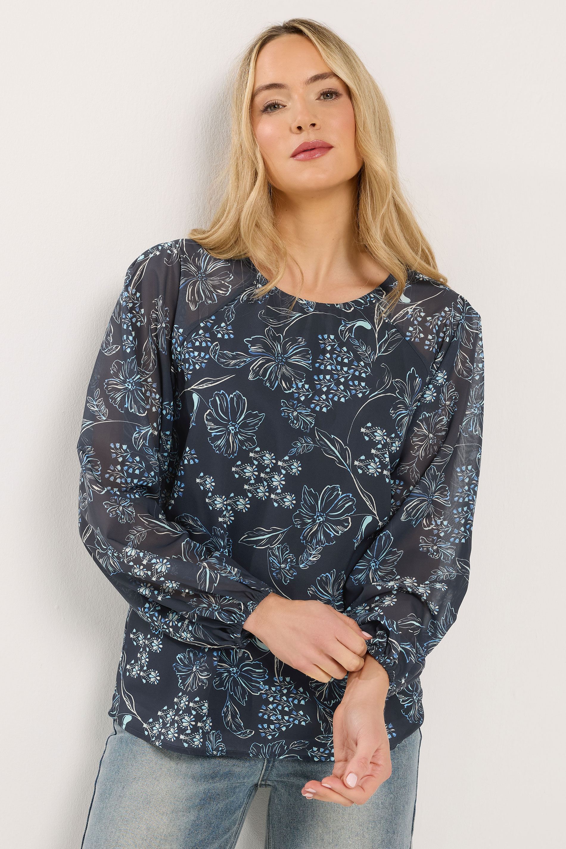 LTS Tall Navy Blue Floral Blouse | Long Tall Sally  3