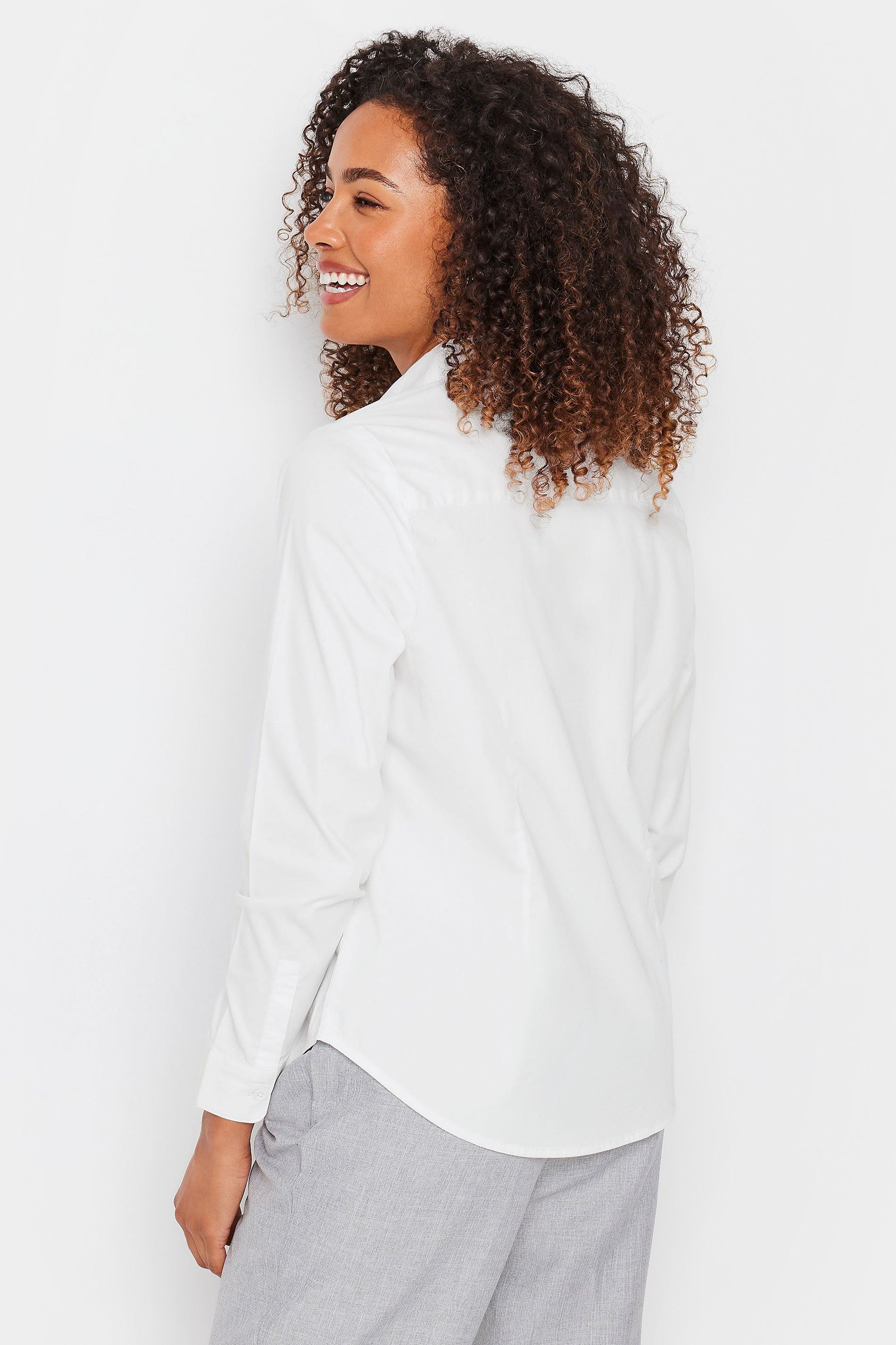 M&Co White Cotton Poplin Long Sleeve Shirt | M&Co 3