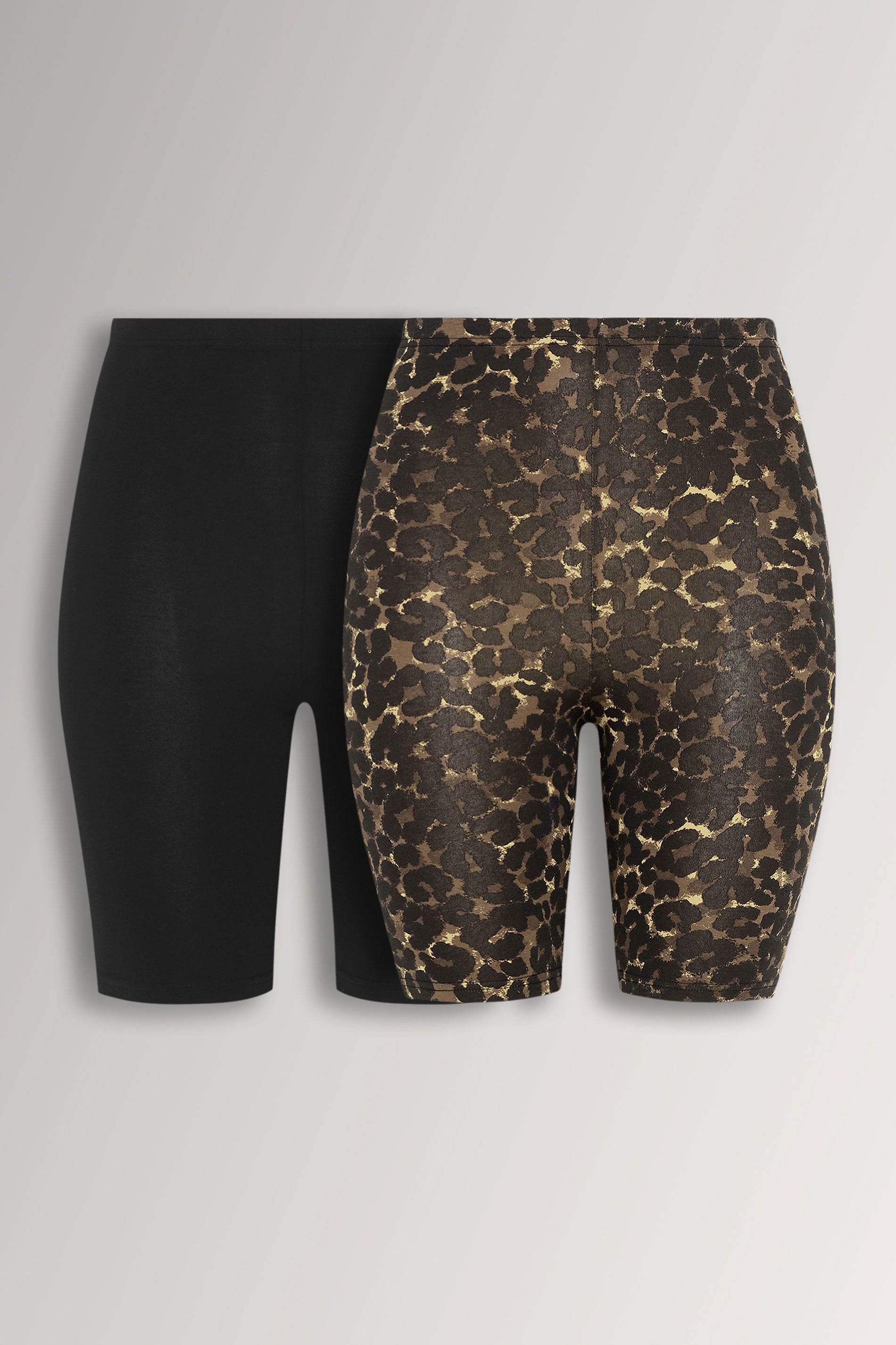 YOURSET 2 PACK Plus Size Black Leopard Stretch Cycling Shorts | Yours Clothing 3