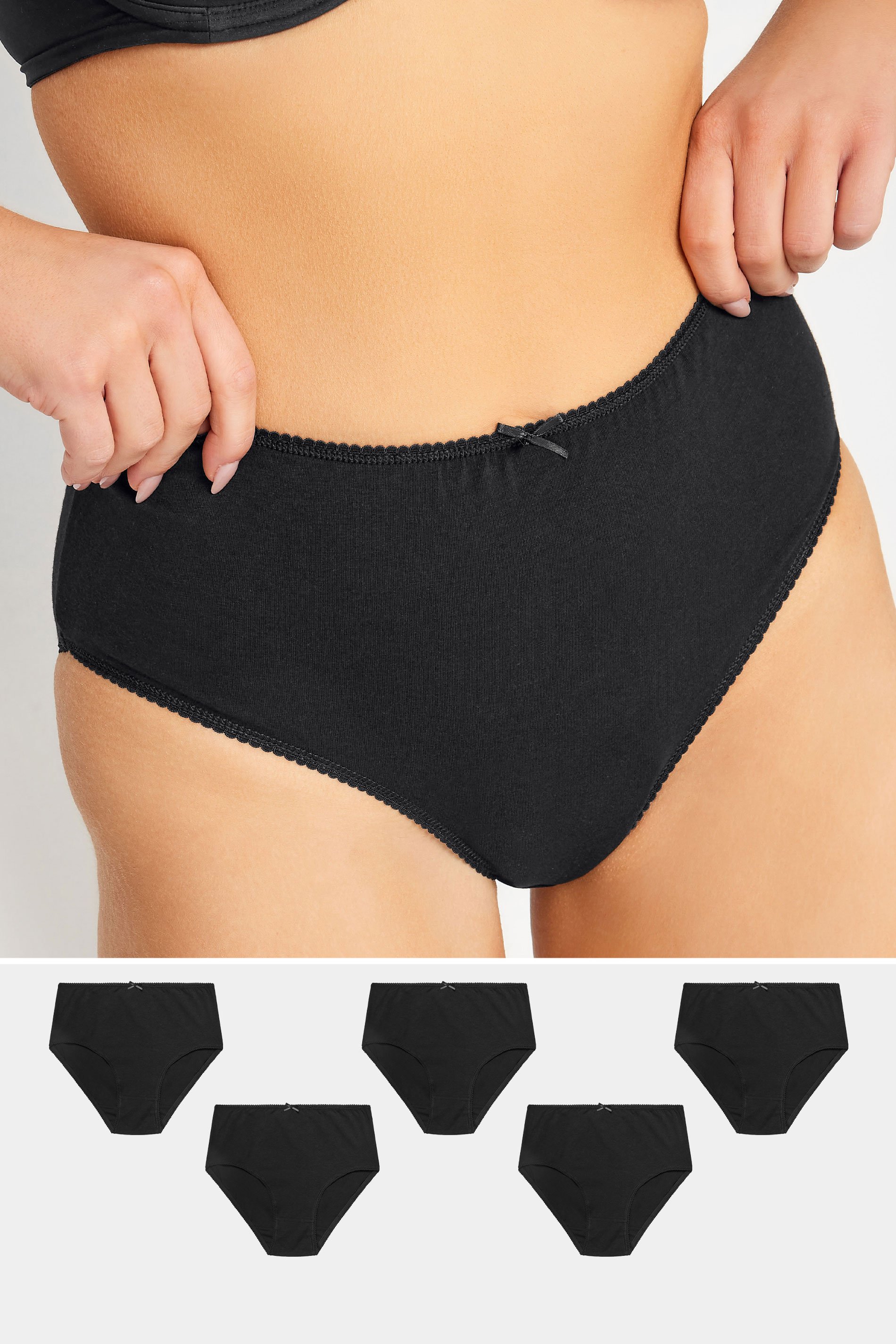 M&Co Black 5 PACK High Waisted Full Briefs | M&Co  1