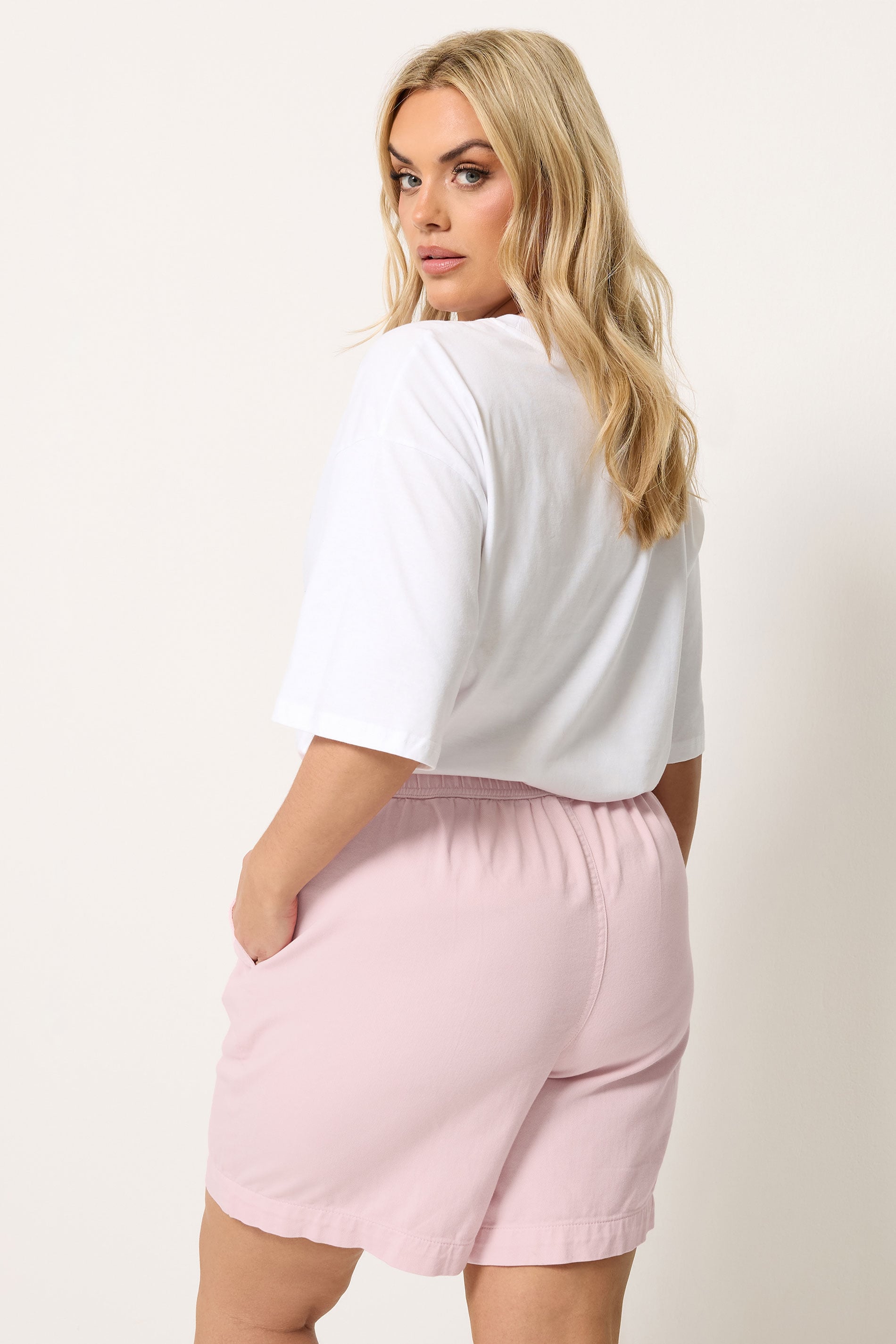 YOURS Plus Size Pink Denim Shorts | Yours Clothing 4