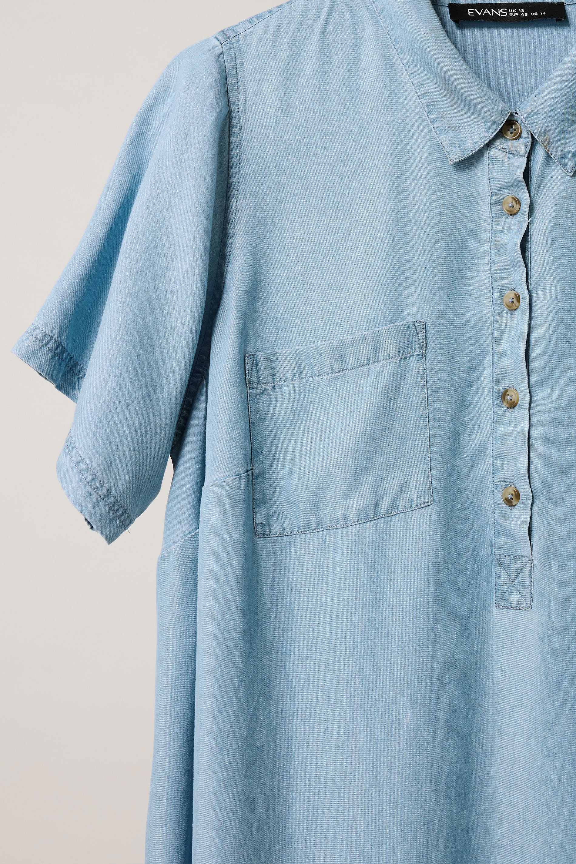 EVANS Plus Size Light Blue Lyocell Denim Dress | Evans 7
