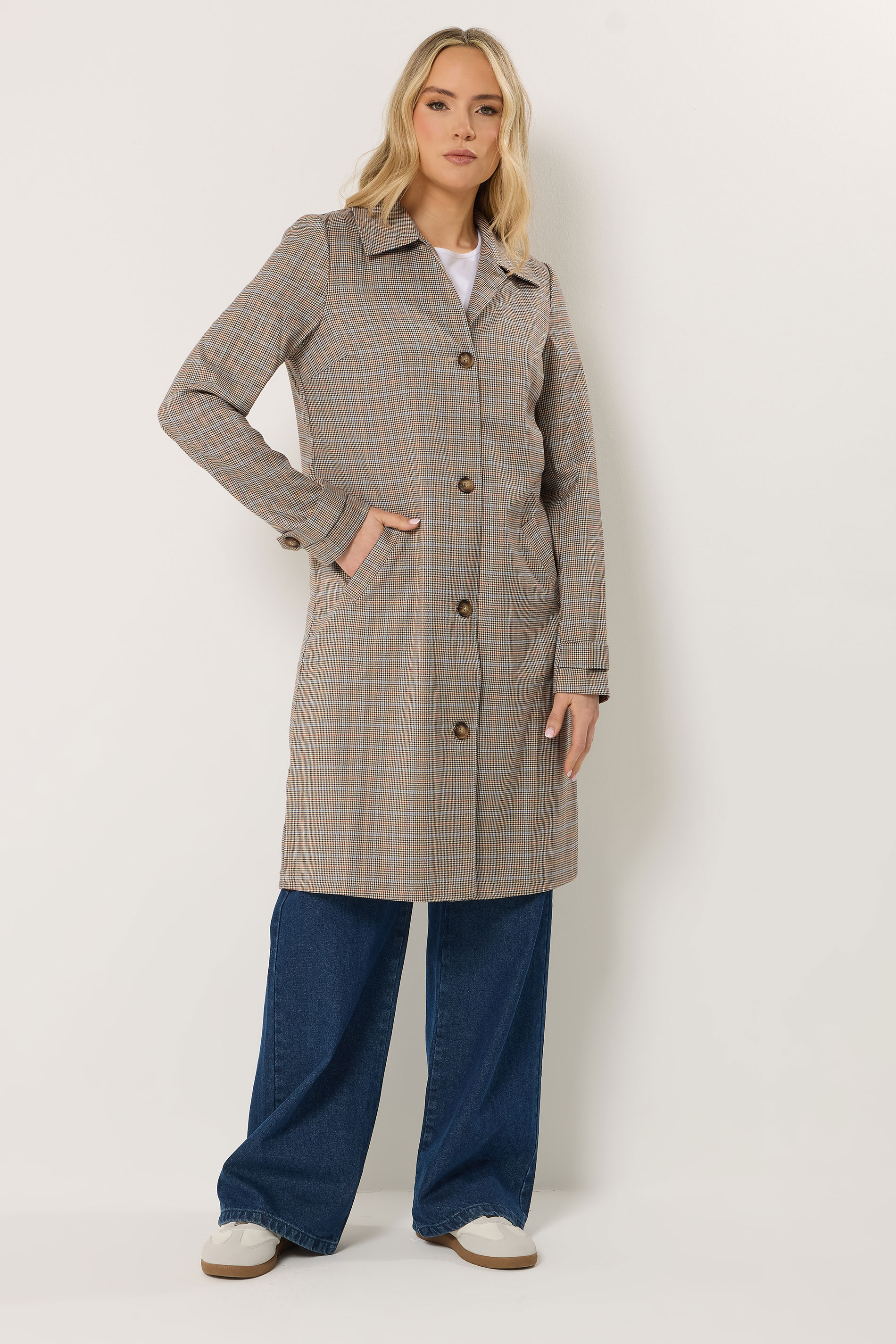 LTS Tall Women's Natural Brown Check Car Coat | Long Tall Sally  2