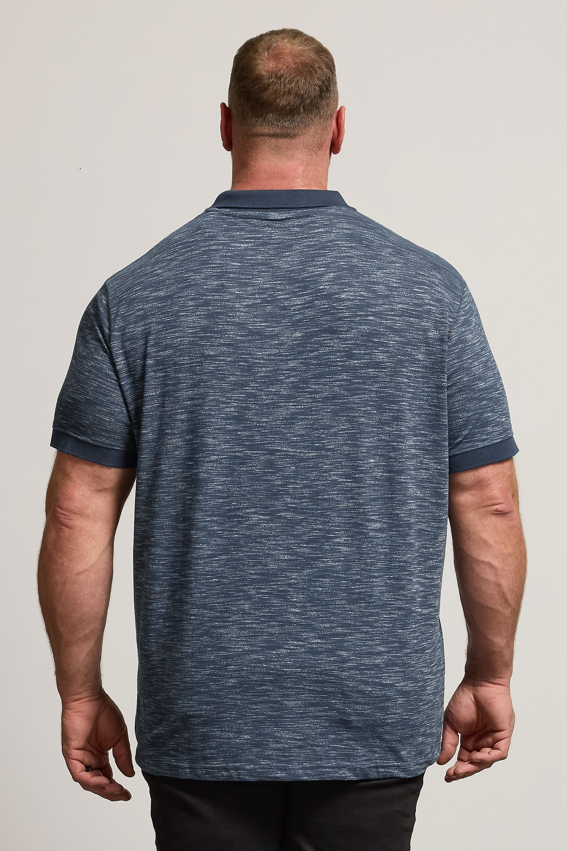 BadRhino Big & Tall Navy Blue Marl Polo Shirt | BadRhino 2